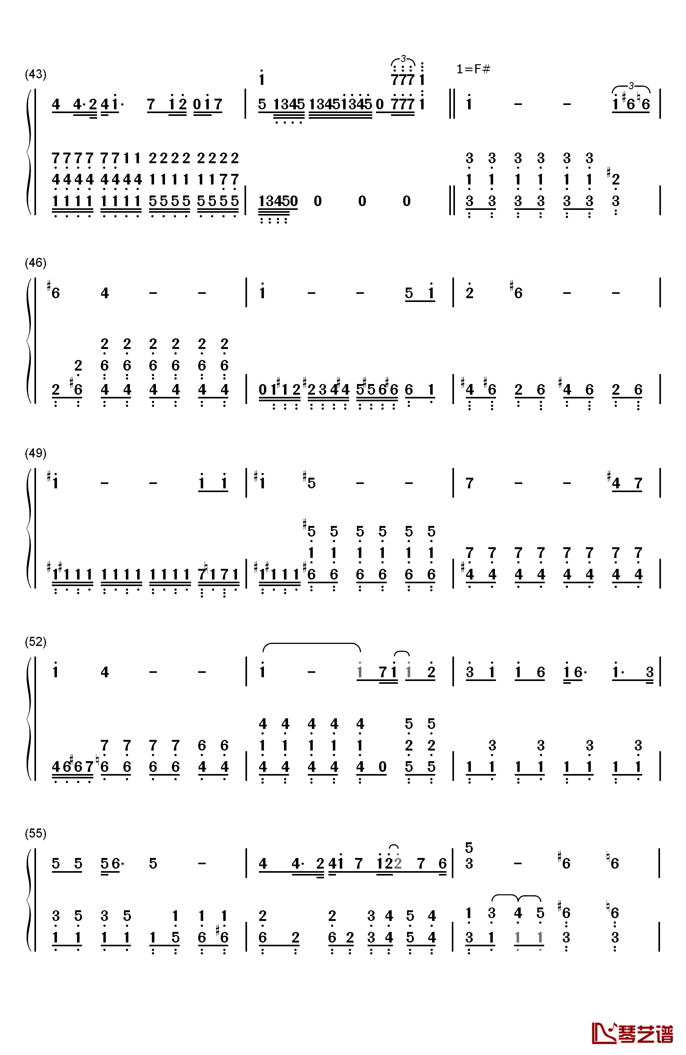 海芋恋钢琴简谱-数字双手-萧敬腾4