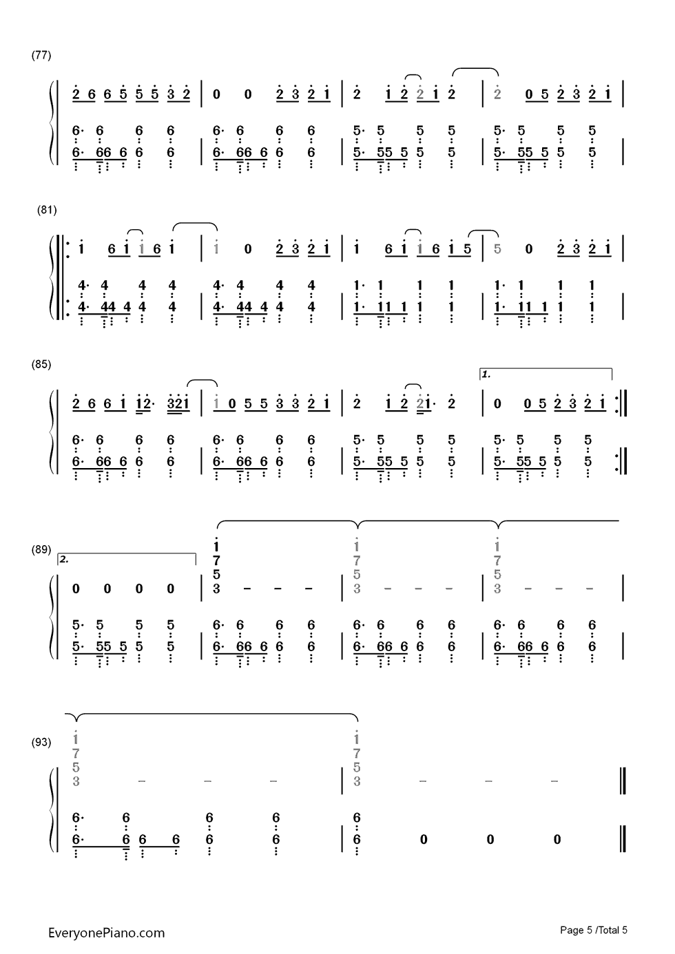 Believe钢琴简谱-数字双手-Mumford & Sons5