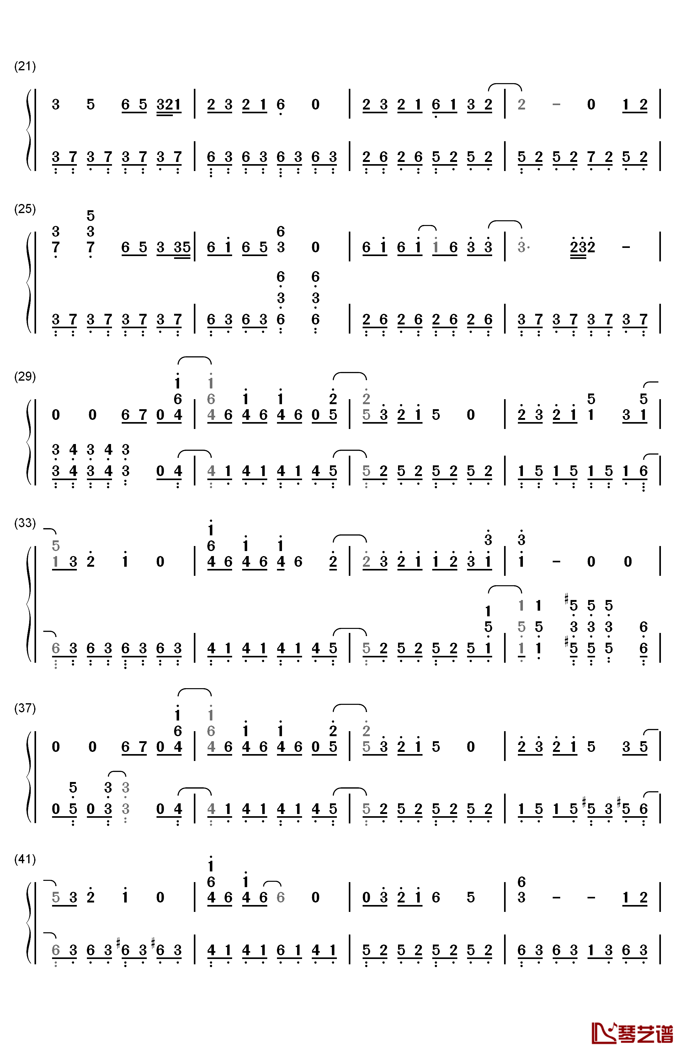 樱花烂漫钢琴简谱-数字双手-KEYTALK2