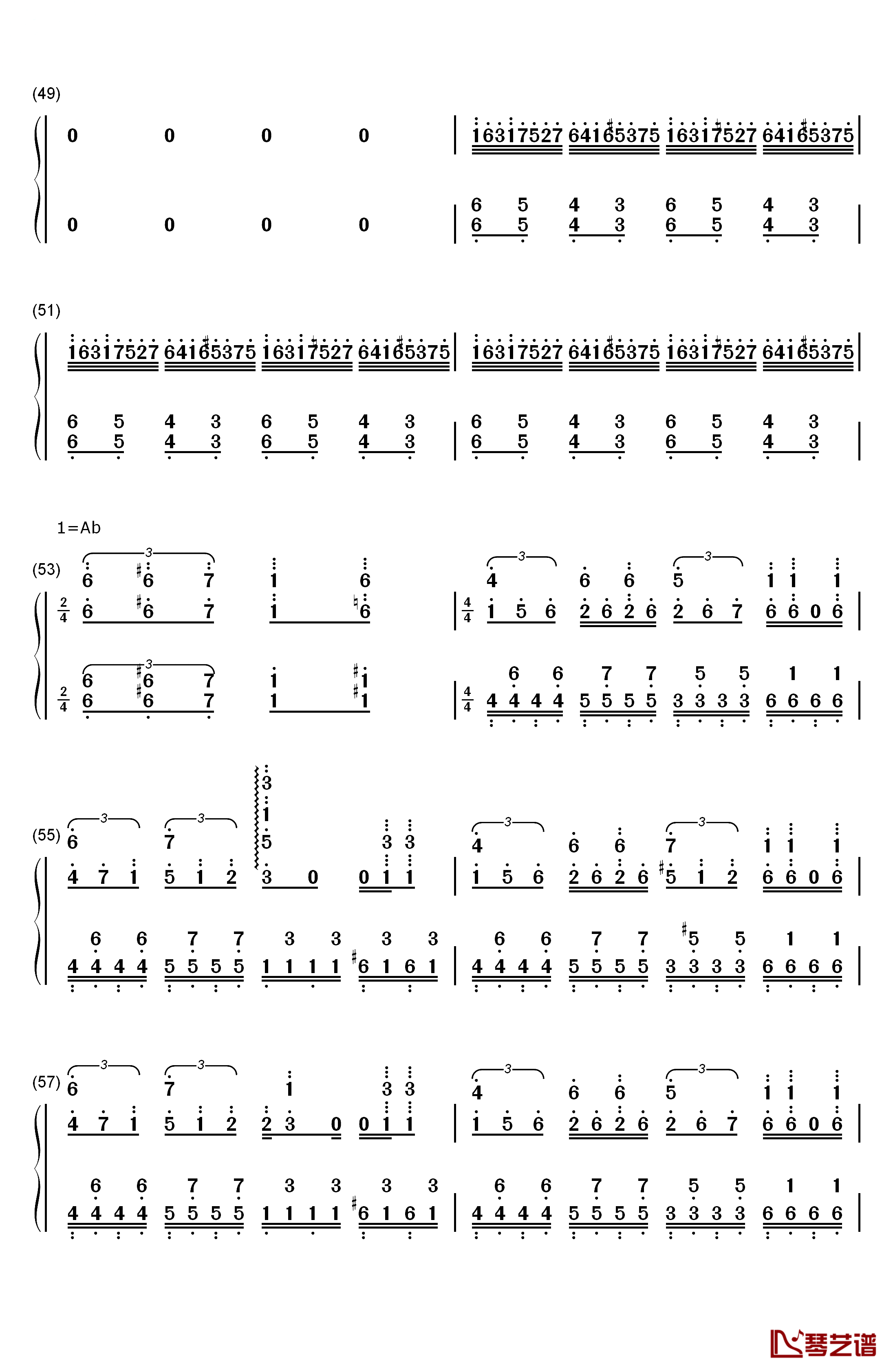 ネイティブフェイス钢琴简谱-数字双手-东方Project6