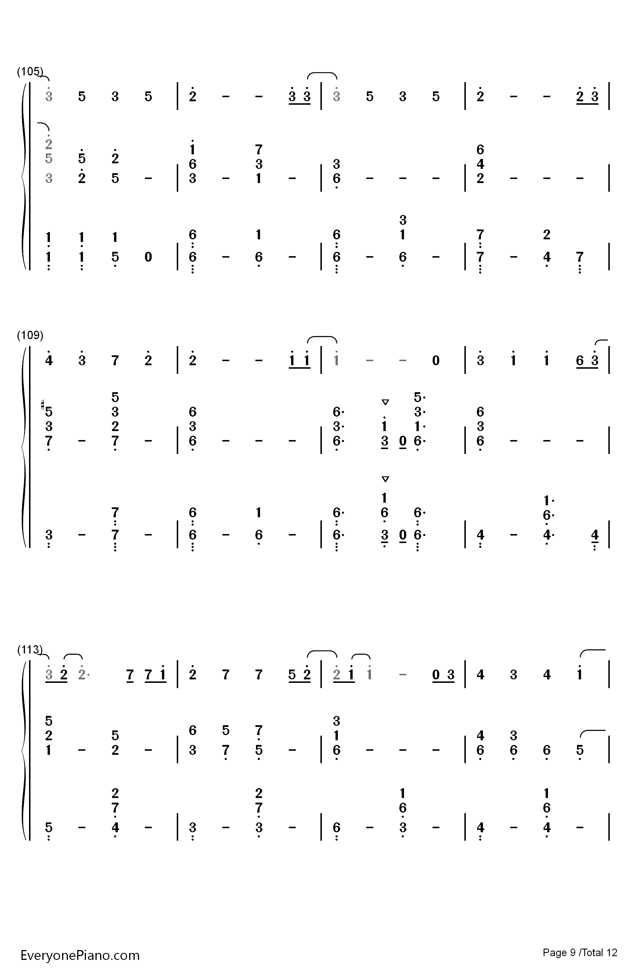 慢慢走钢琴简谱-数字双手-许魏洲9