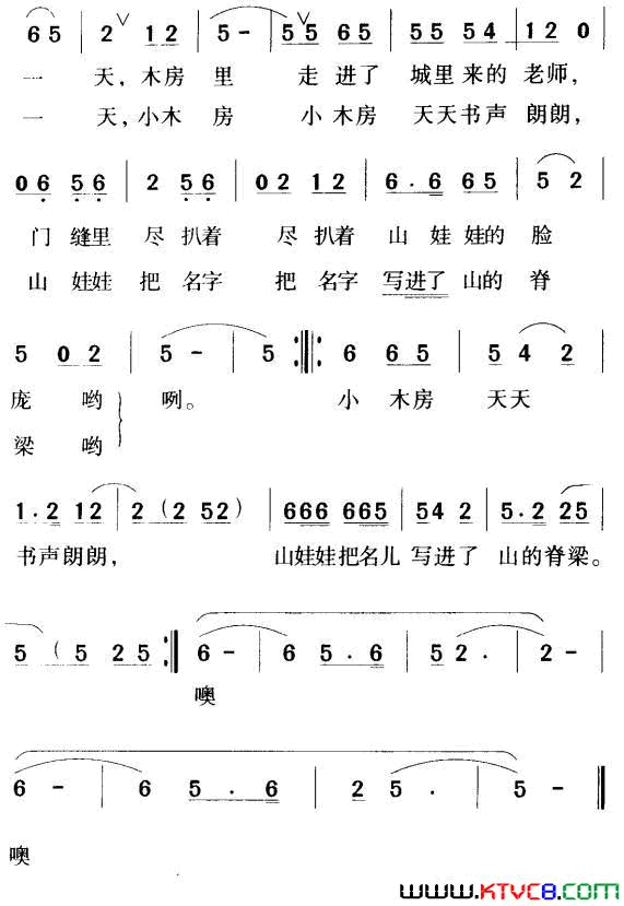 山窝里的小木房简谱1
