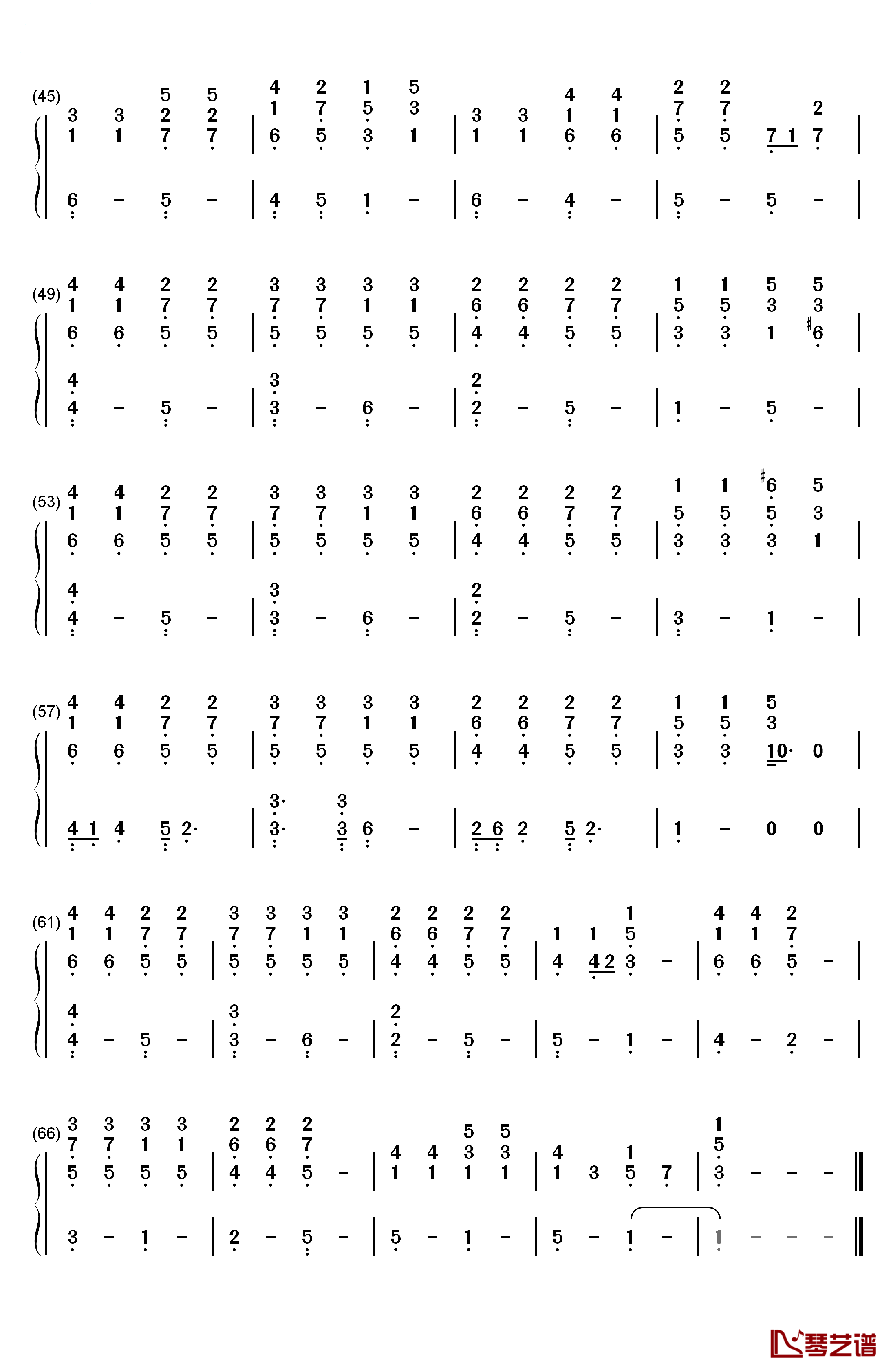 可惜不是你钢琴简谱-数字双手-曹轩宾3