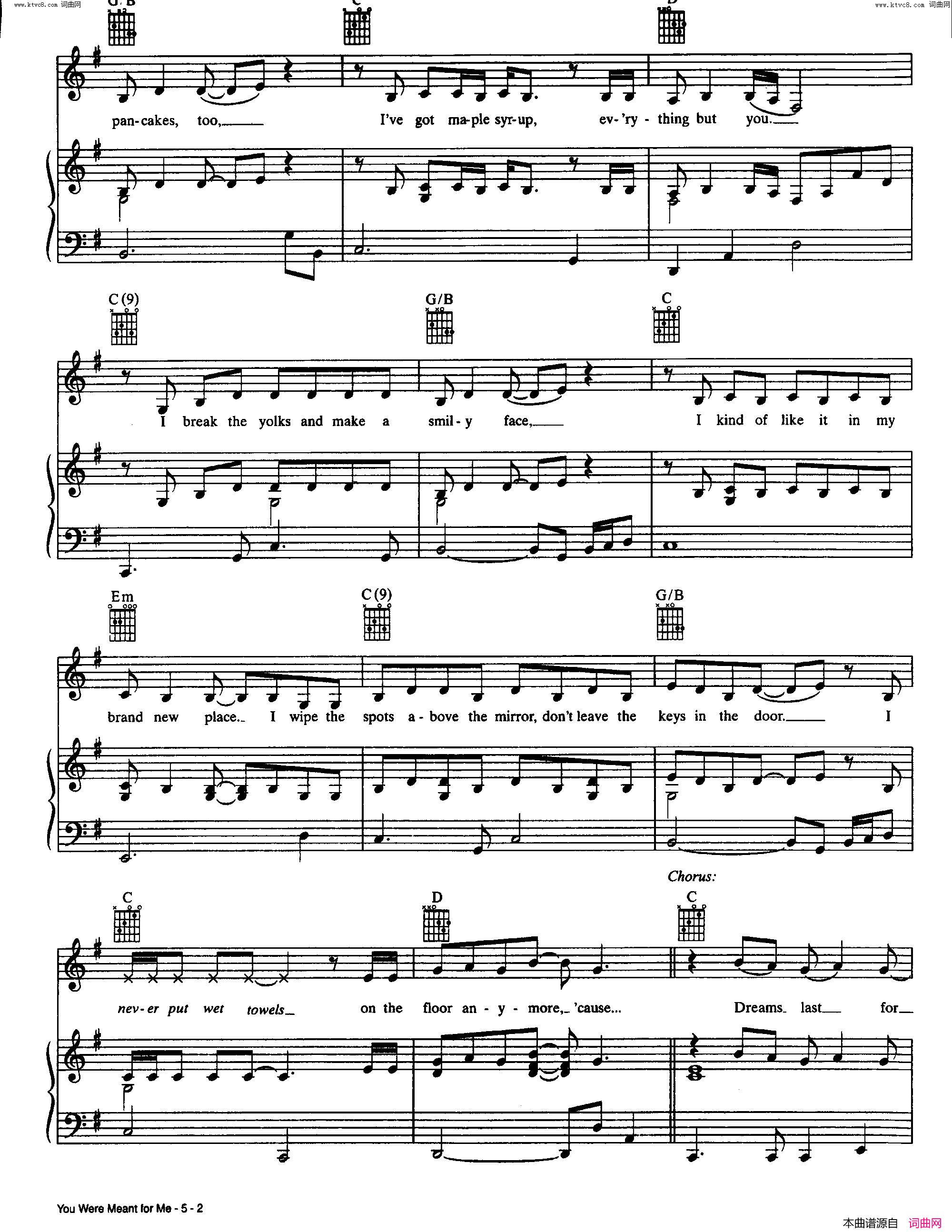 You Were Meant For Me歌曲 人声吉他钢琴谱简谱1