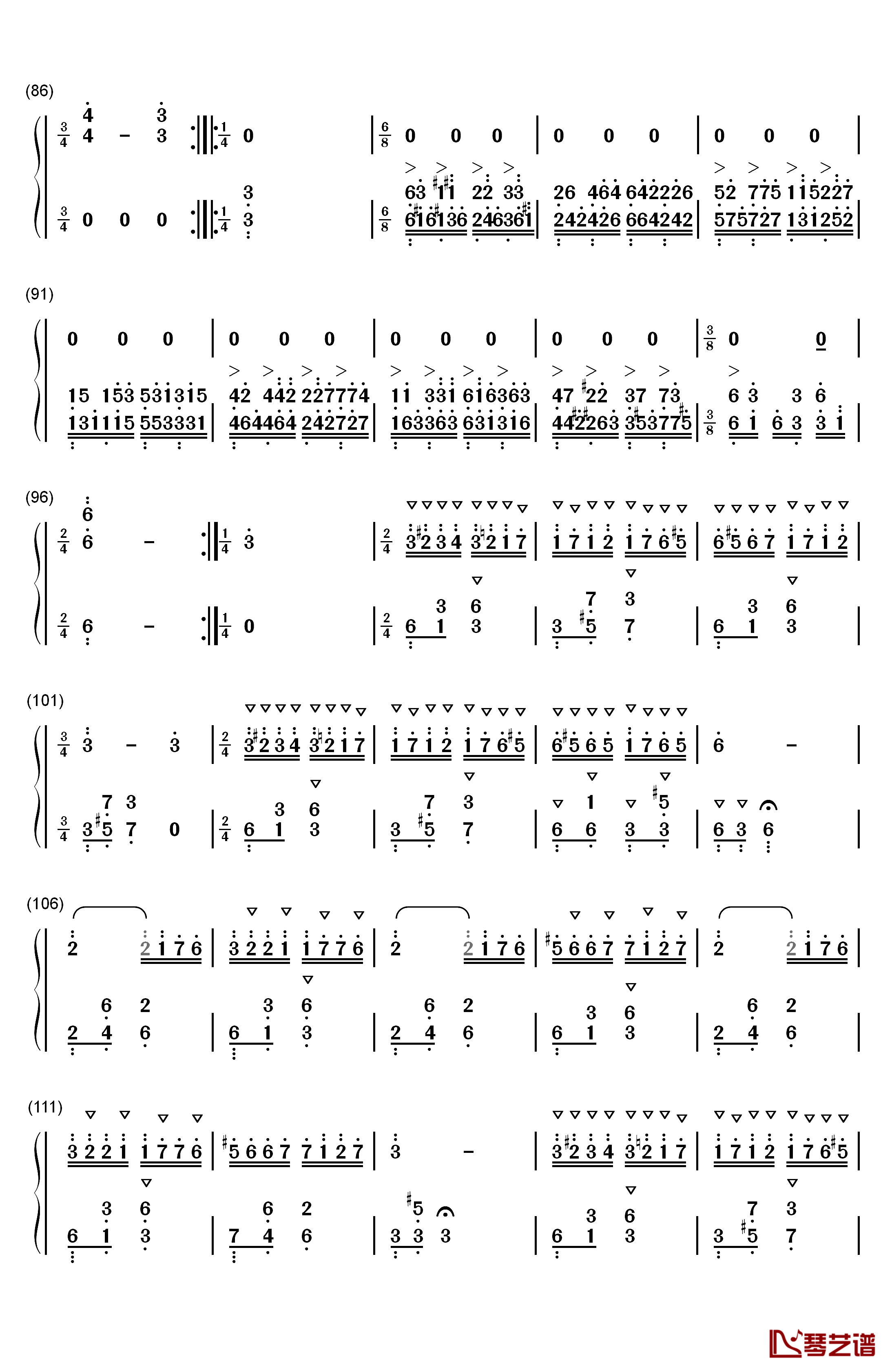 帕格尼尼飞絮曲钢琴简谱-数字双手-马克西姆4