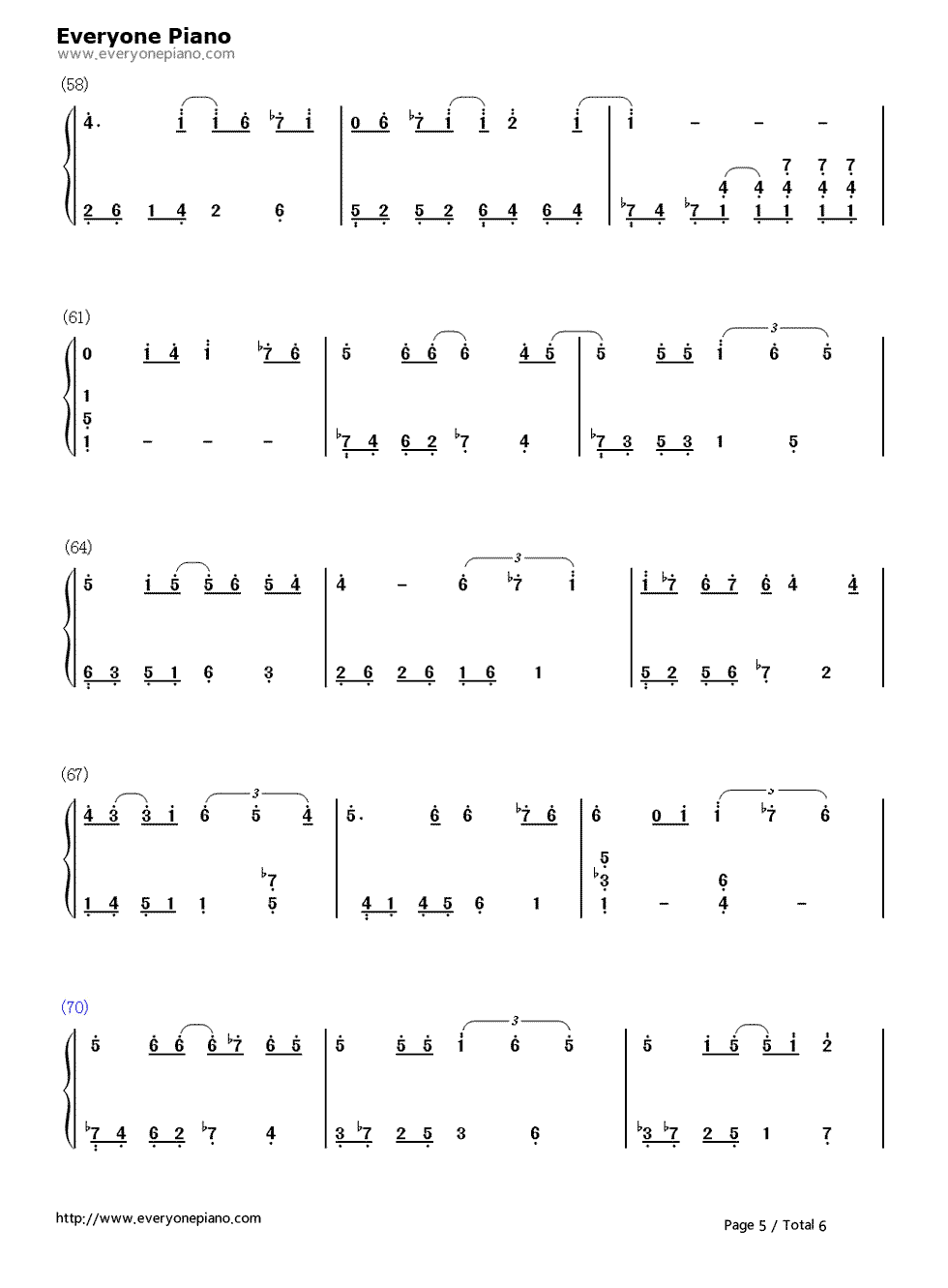 遗失的美好钢琴简谱-数字双手-张韶涵5