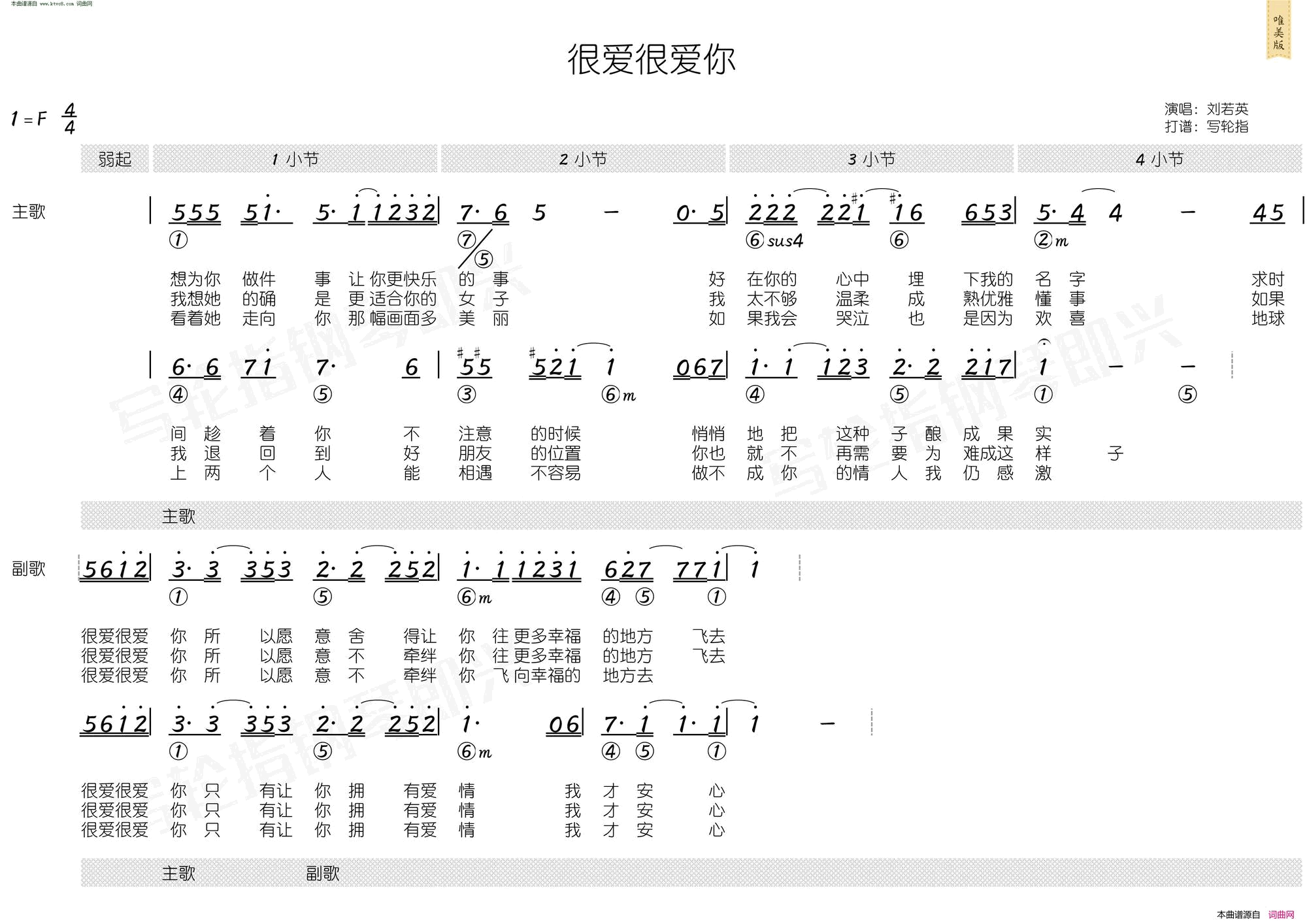 很爱很爱你 简和谱简谱-刘若英演唱-施人诚/玉城千春词曲1