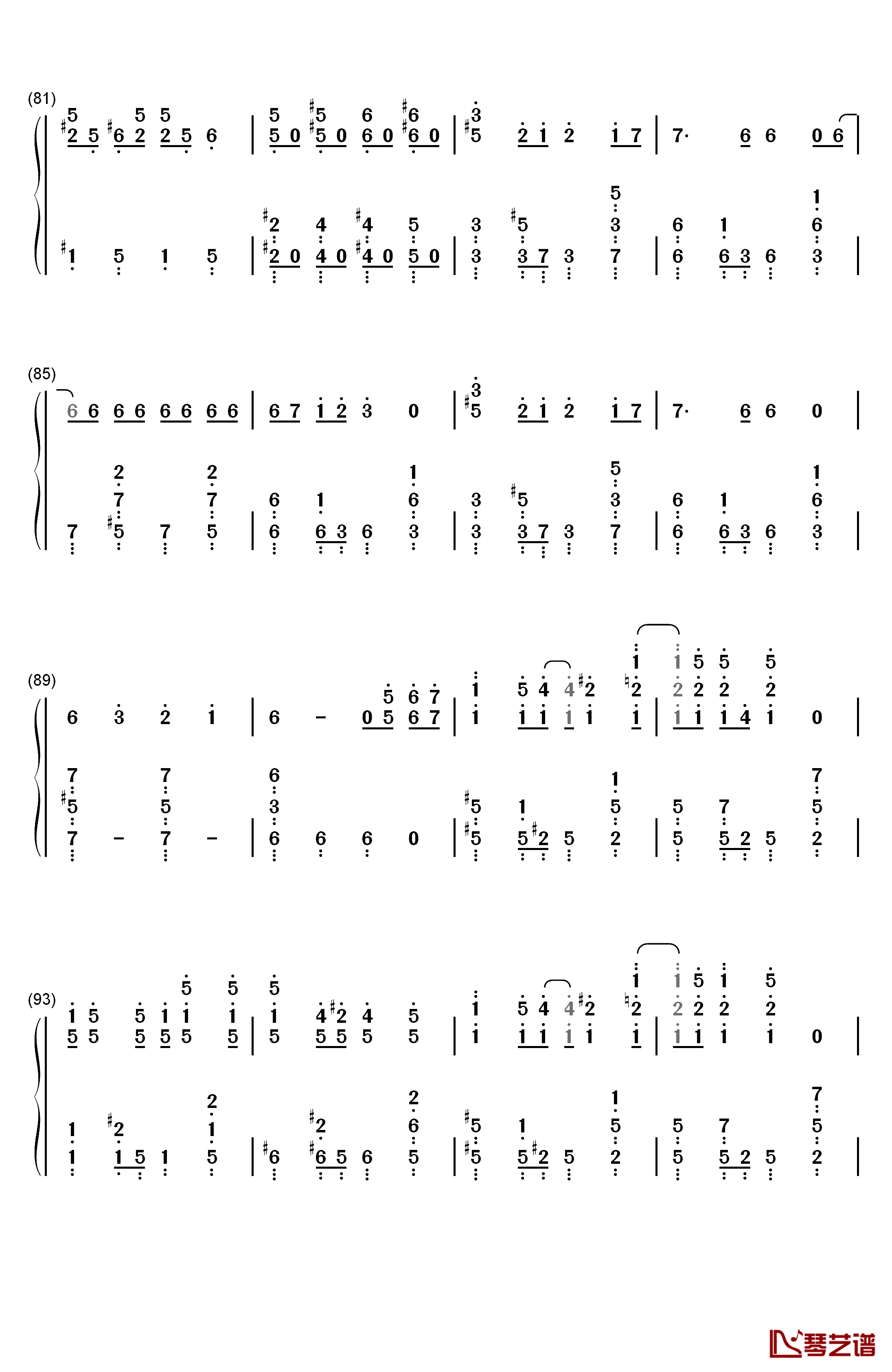 マトリョシカ钢琴简谱-数字双手-触手猴6