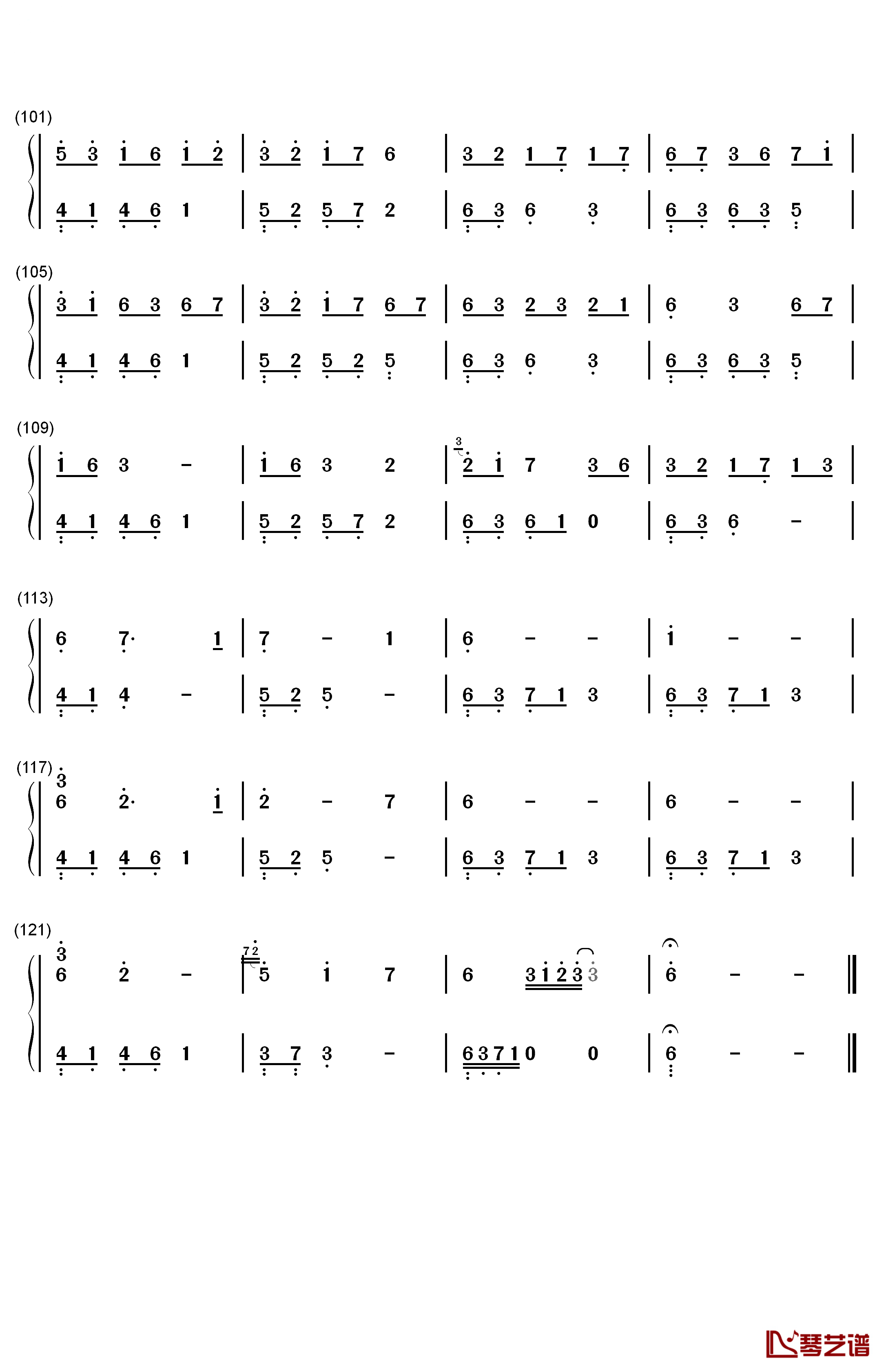 雨葵钢琴简谱-数字双手-石进5