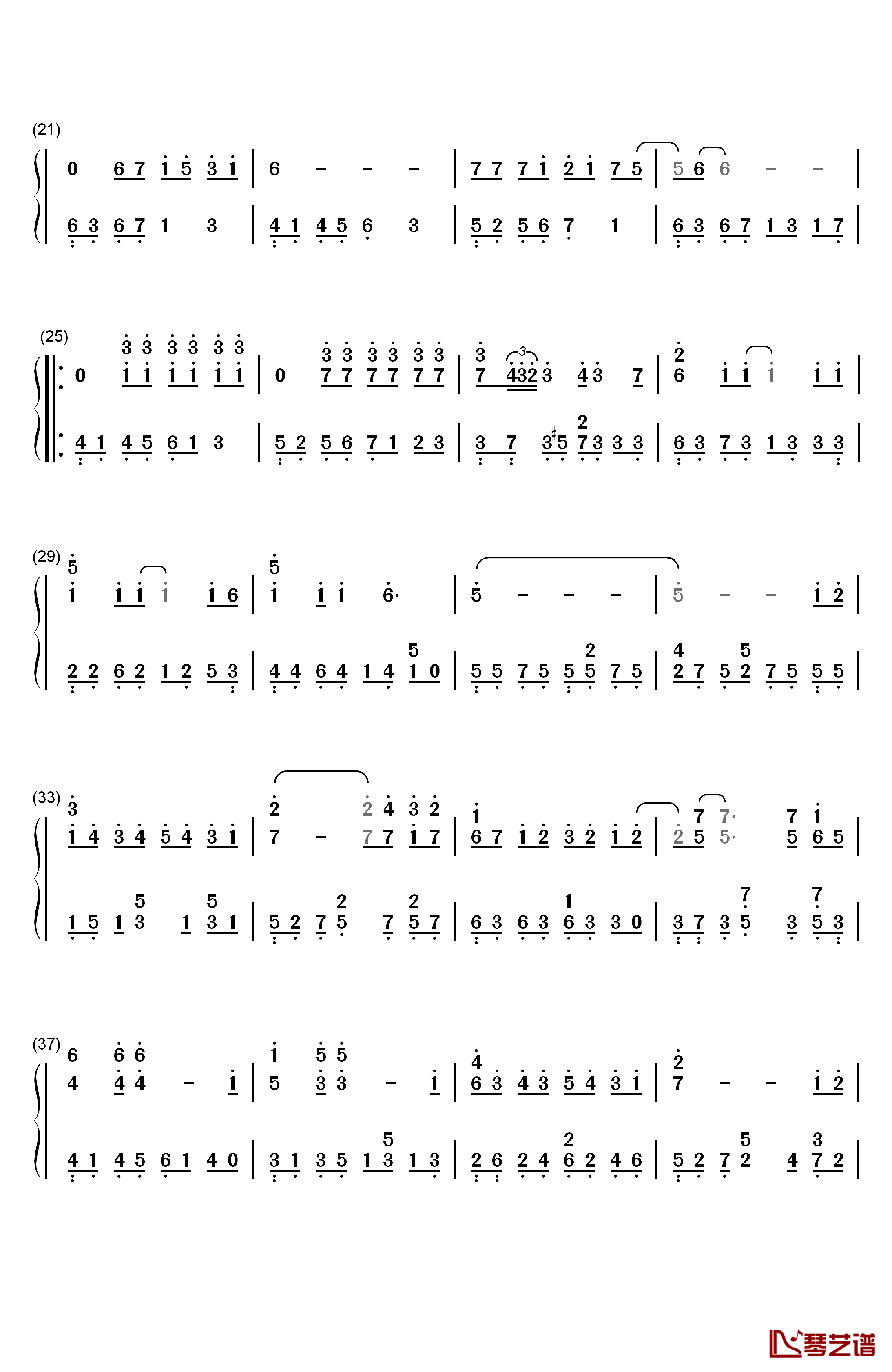 江南钢琴简谱-数字双手-林俊杰2