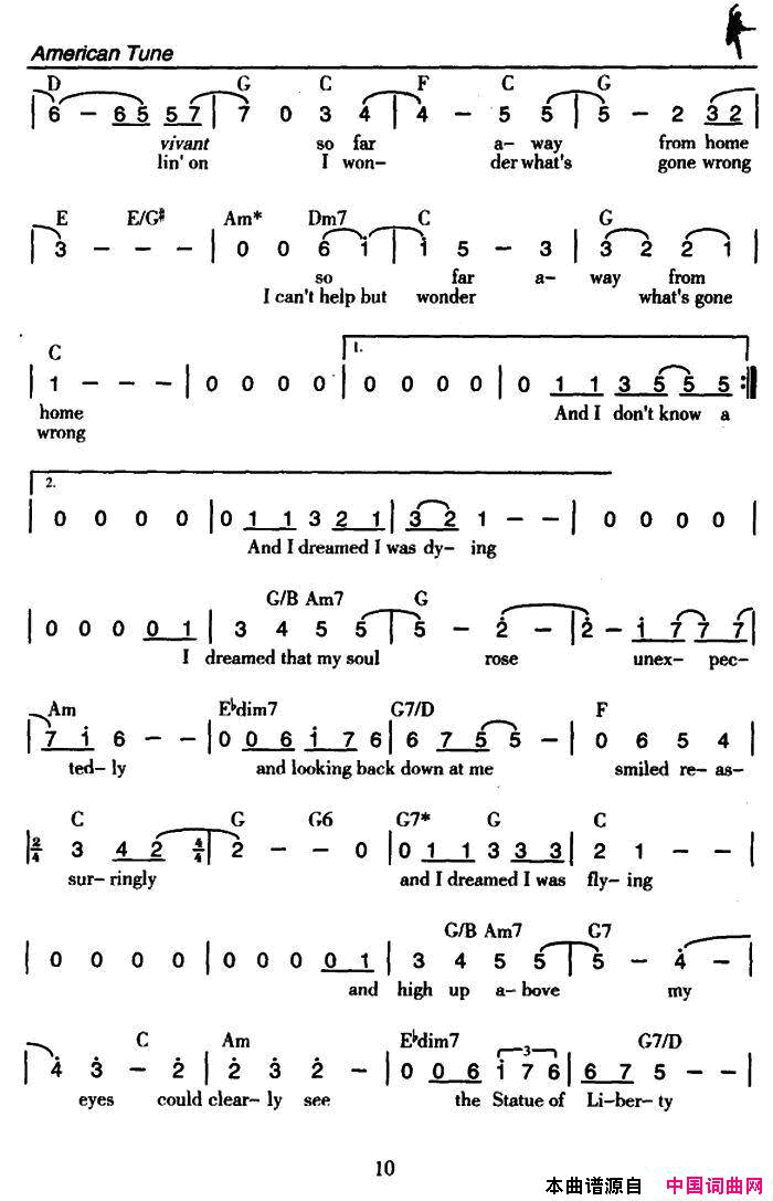 AmericanTune美国曲调American Tune美国曲调简谱1