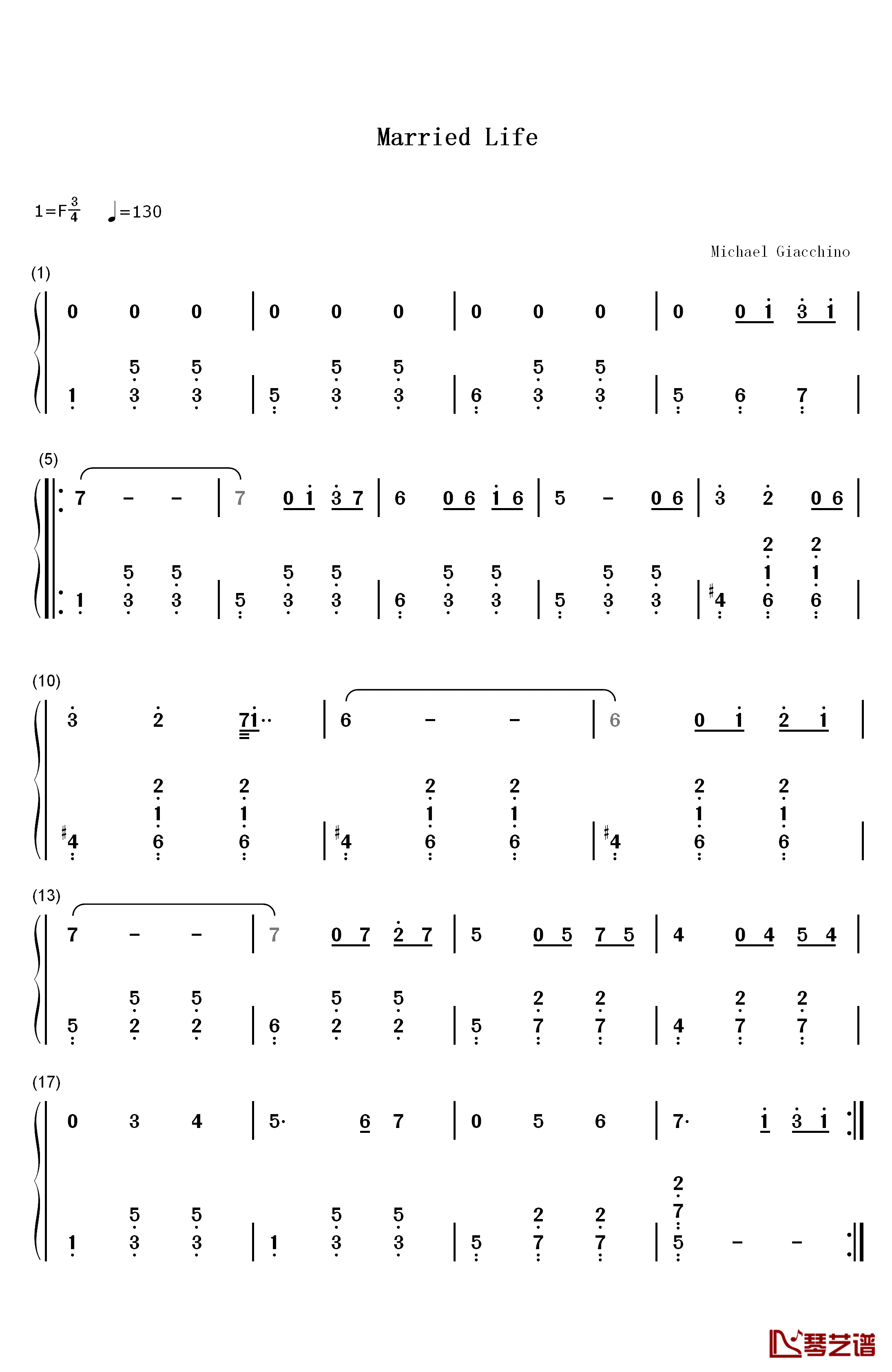 Married Life钢琴简谱-数字双手-Michael Giacchino1