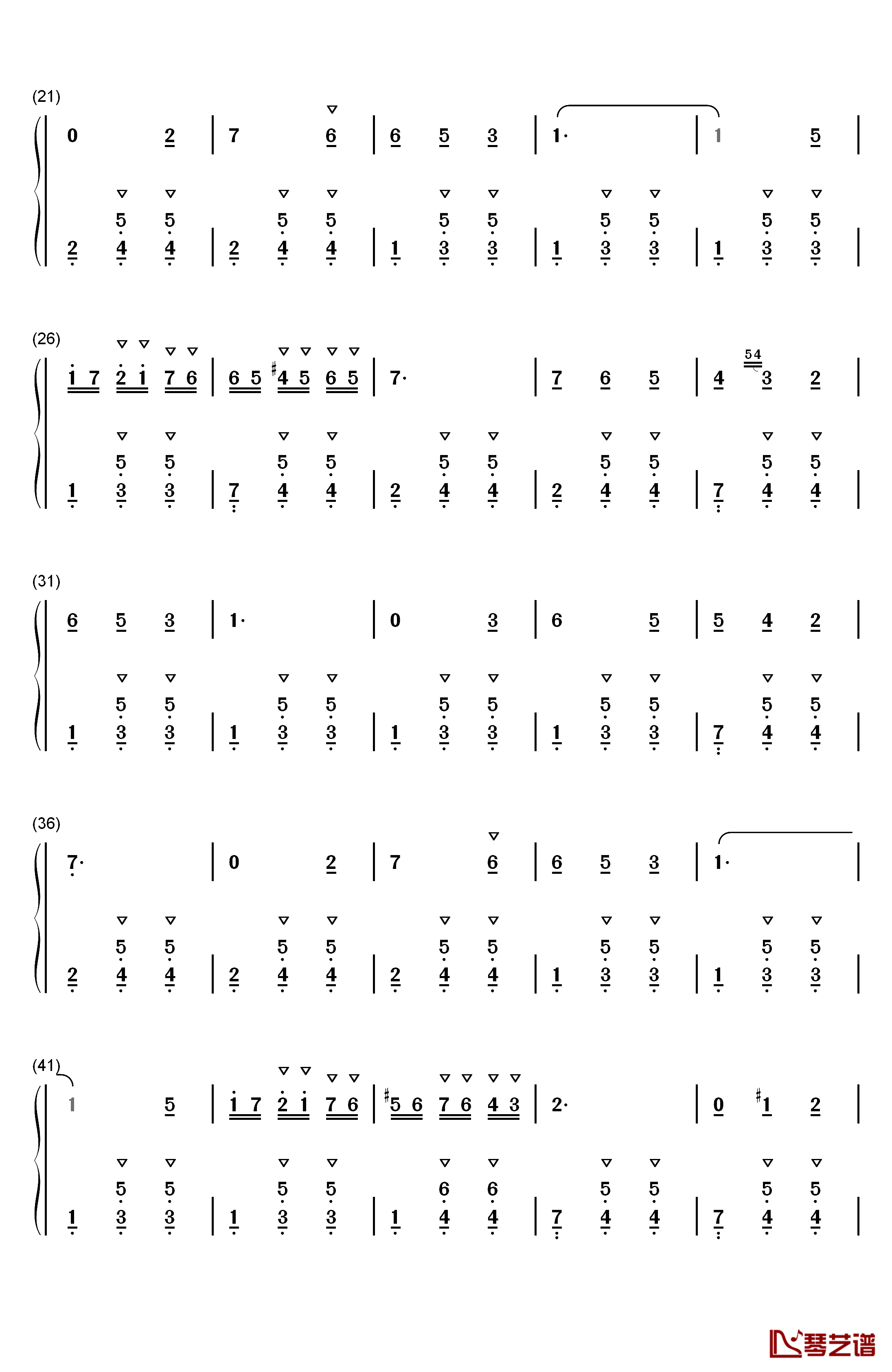 意大利歌曲钢琴简谱-数字双手-柴可夫斯基2