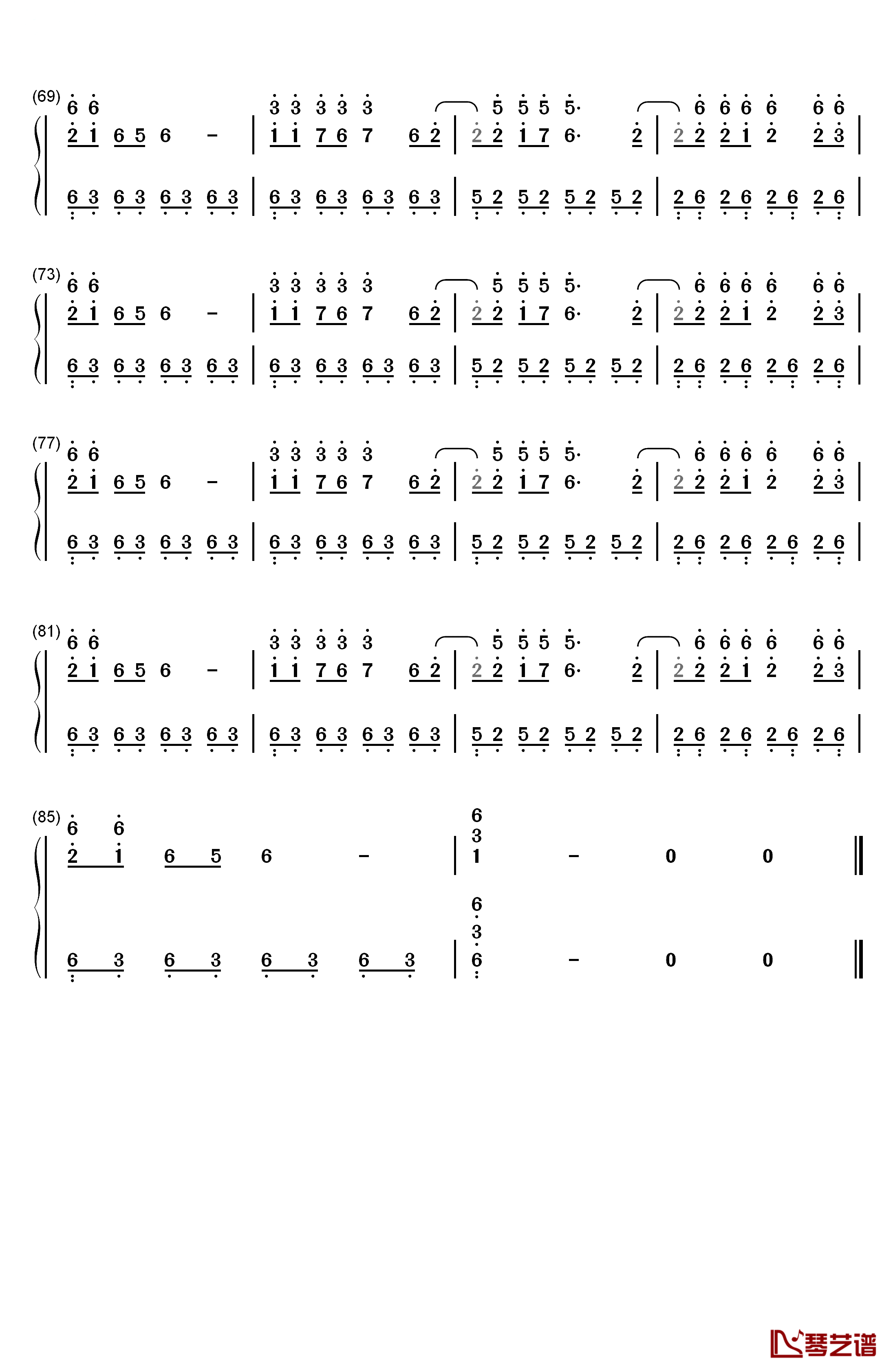 饿狼传说钢琴简谱-数字双手-张学友4