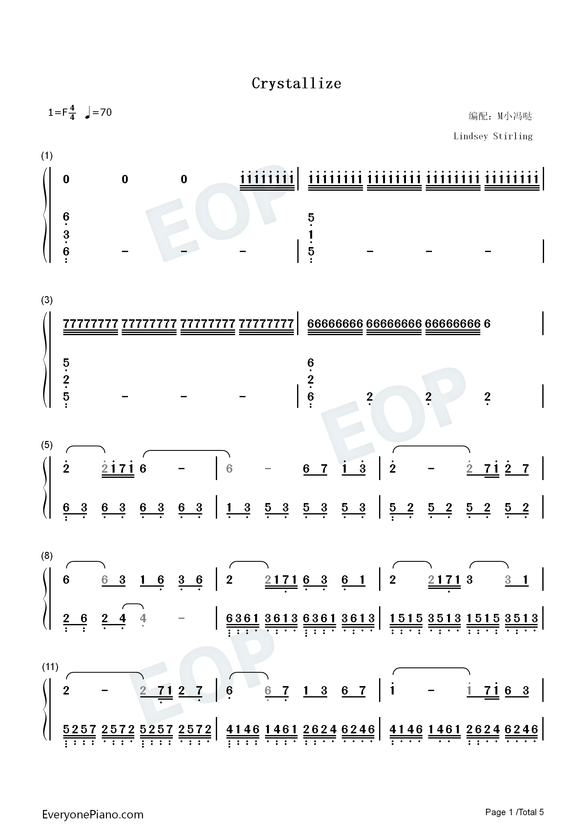 Crystallize钢琴简谱-Lindsey Stirling演唱1