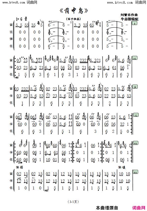 荫中鸟简谱1