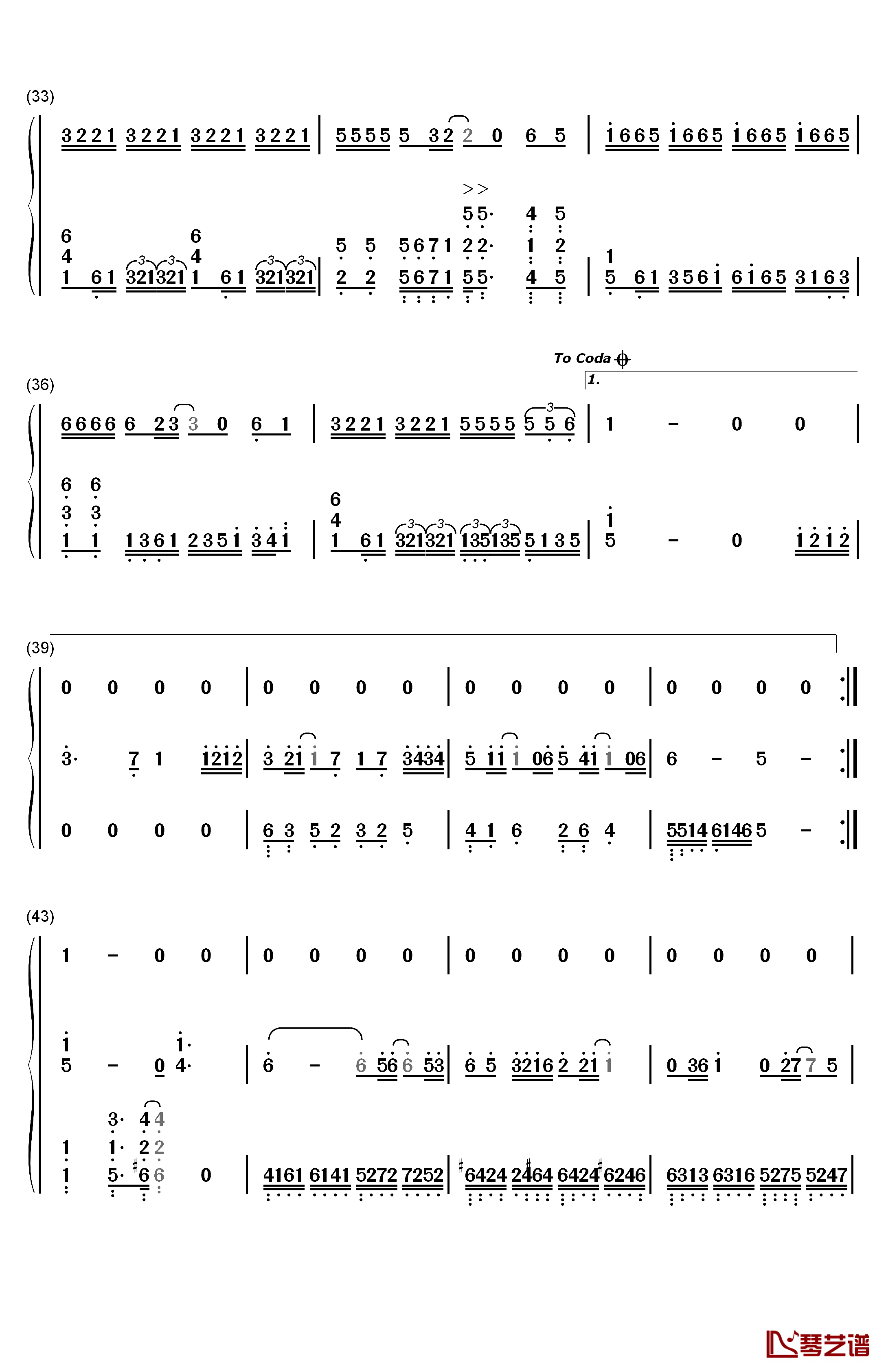 只想一生跟你走钢琴简谱-数字双手-张学友3