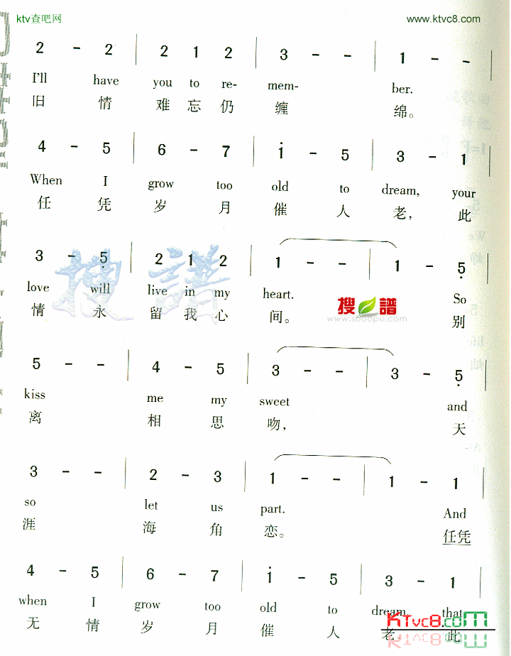 WhenIGrowTooOldToDream简谱1