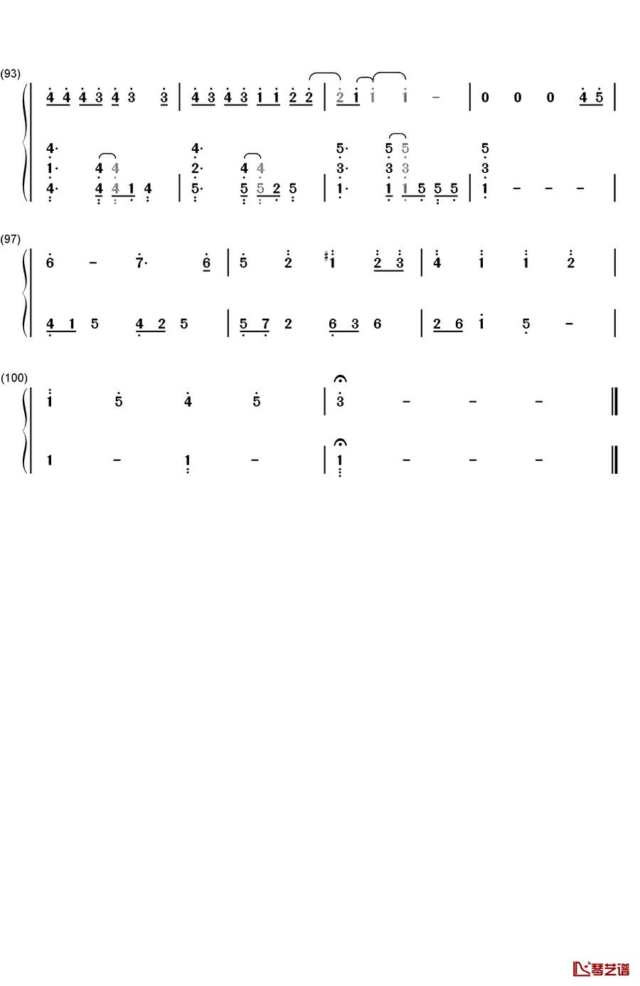 飞机场钢琴简谱-数字双手-徐良5