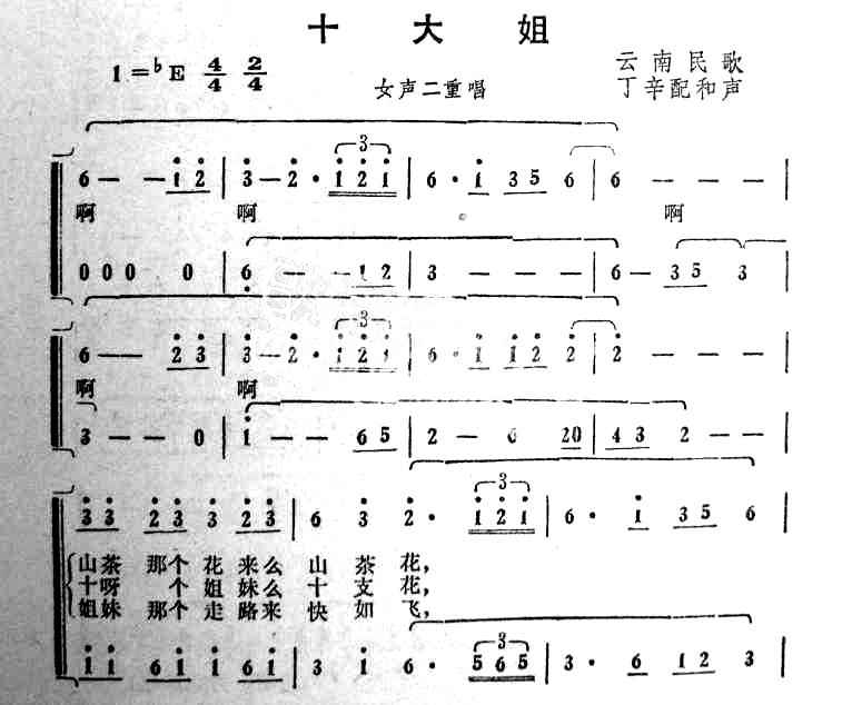 十大姐女声二重唱简谱-方明方荣演唱1