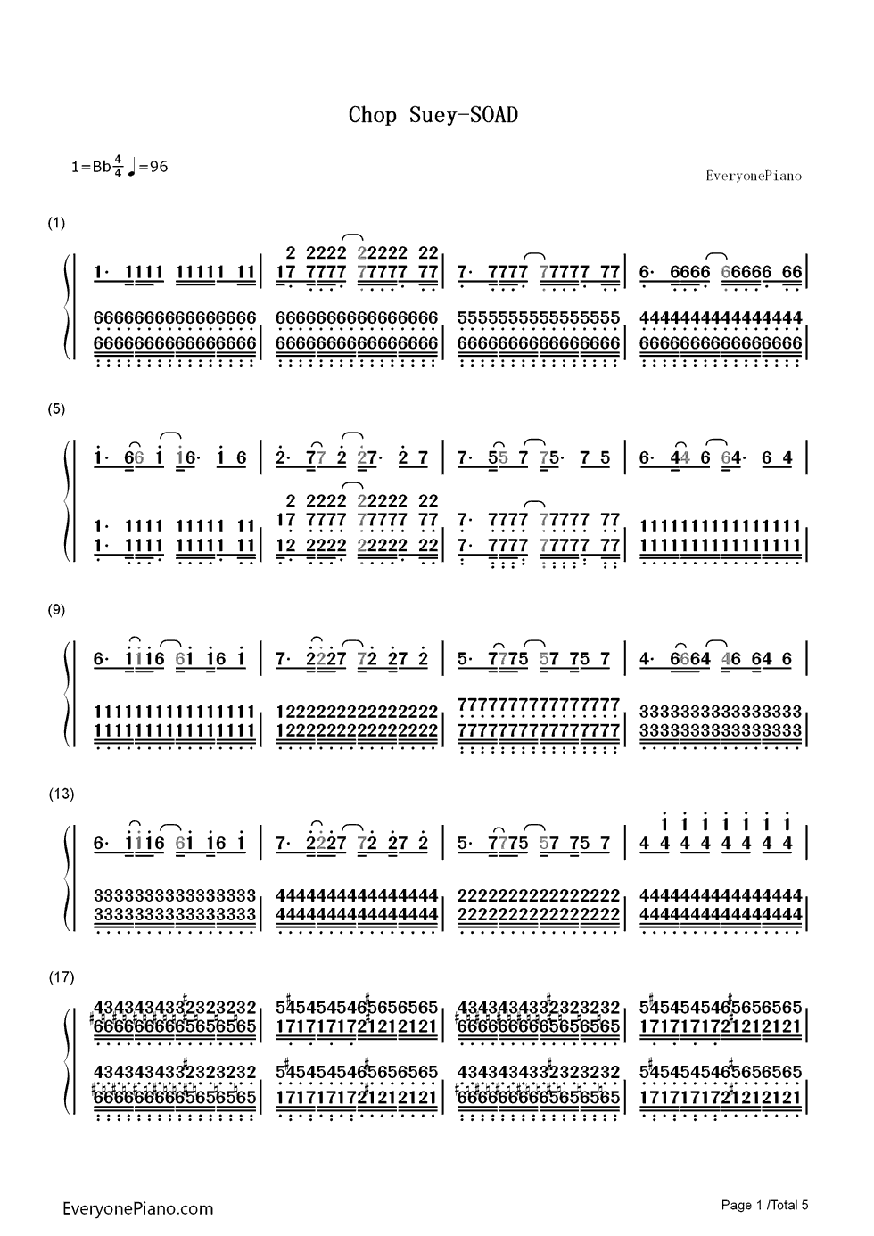 Chop Suey钢琴简谱-数字双手-System of a Down1