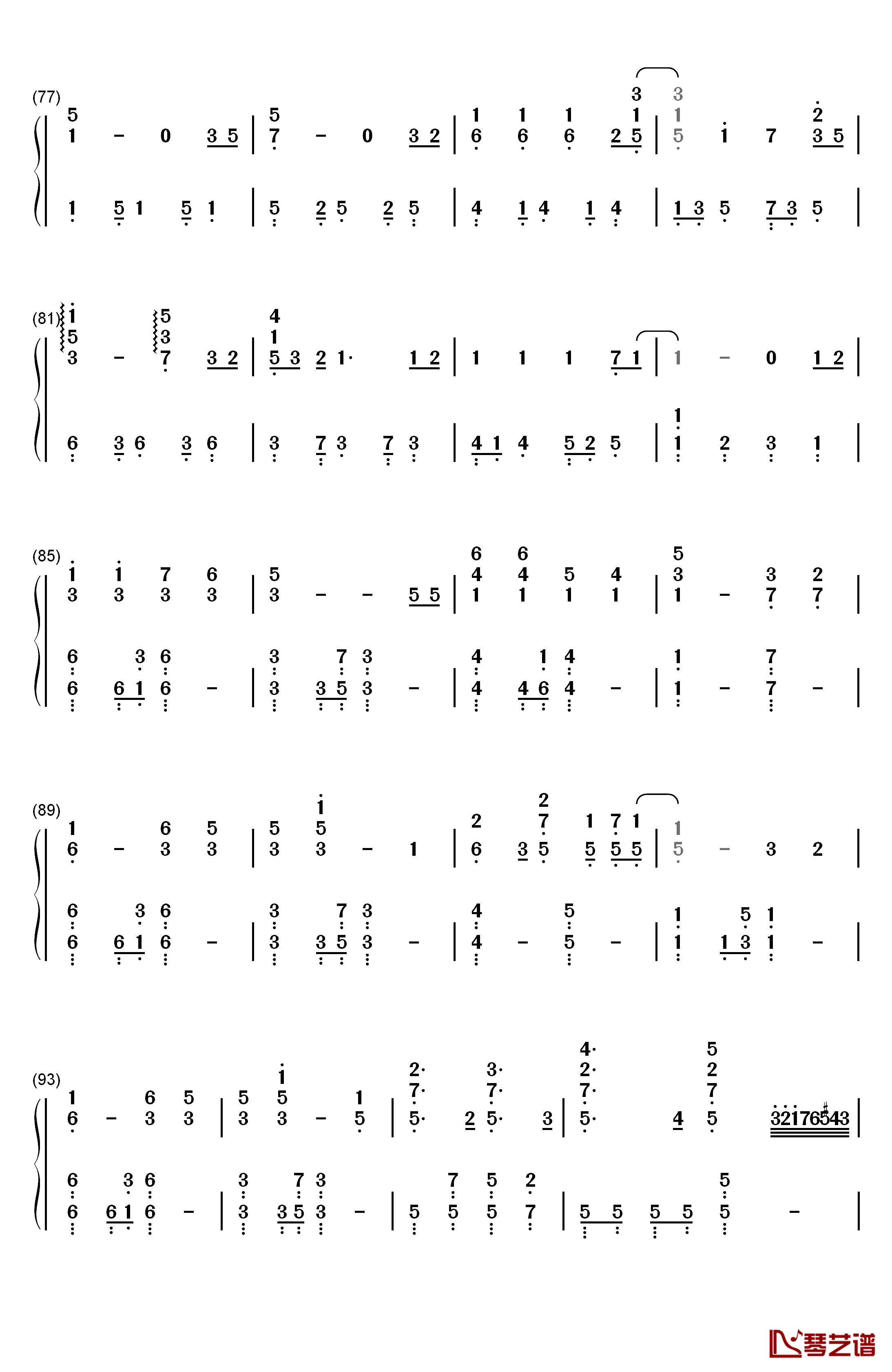 ノンファンタジー钢琴简谱-数字双手-LIP×LIP5