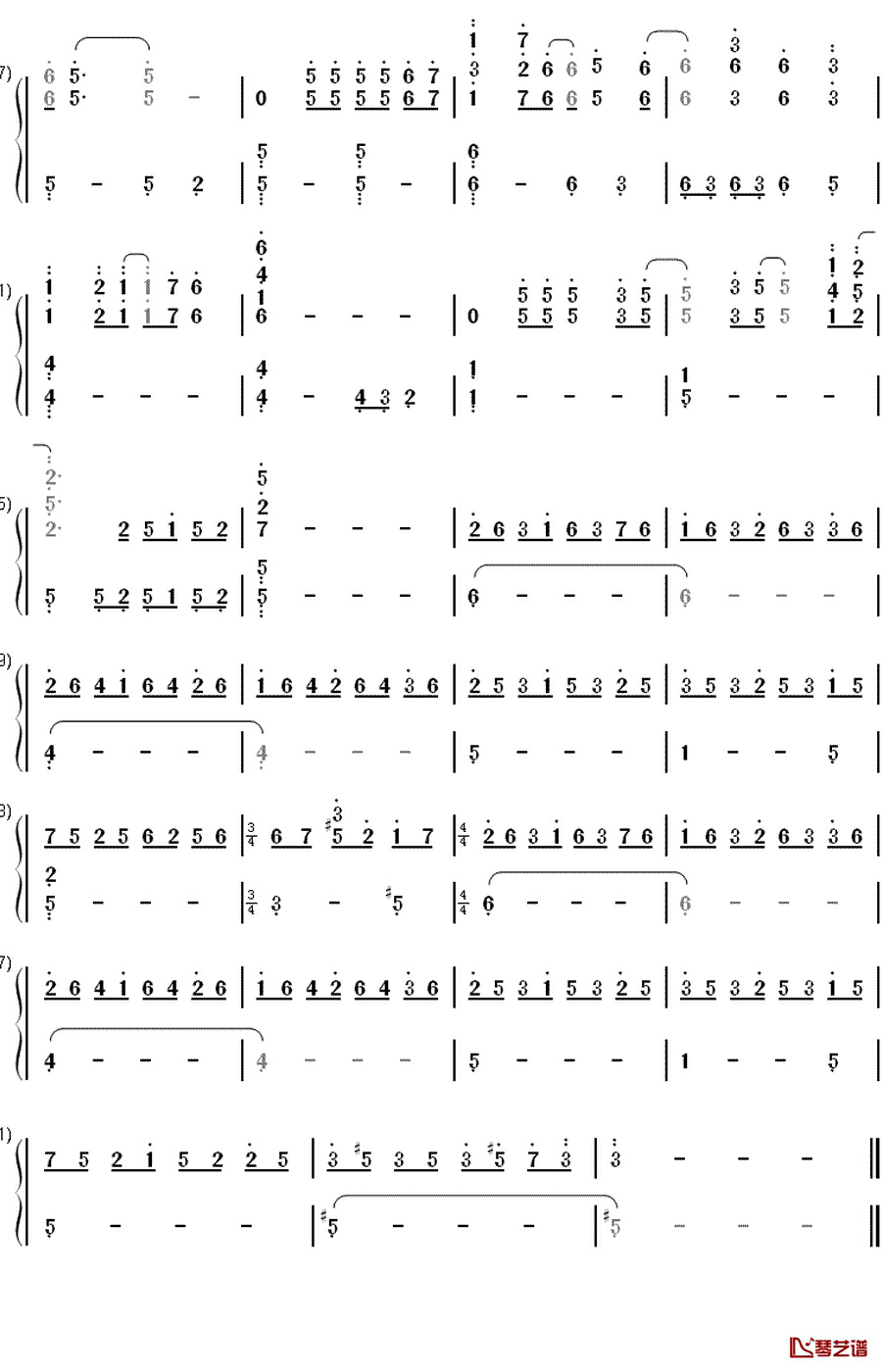 Carry On钢琴简谱-数字双手-Ali3