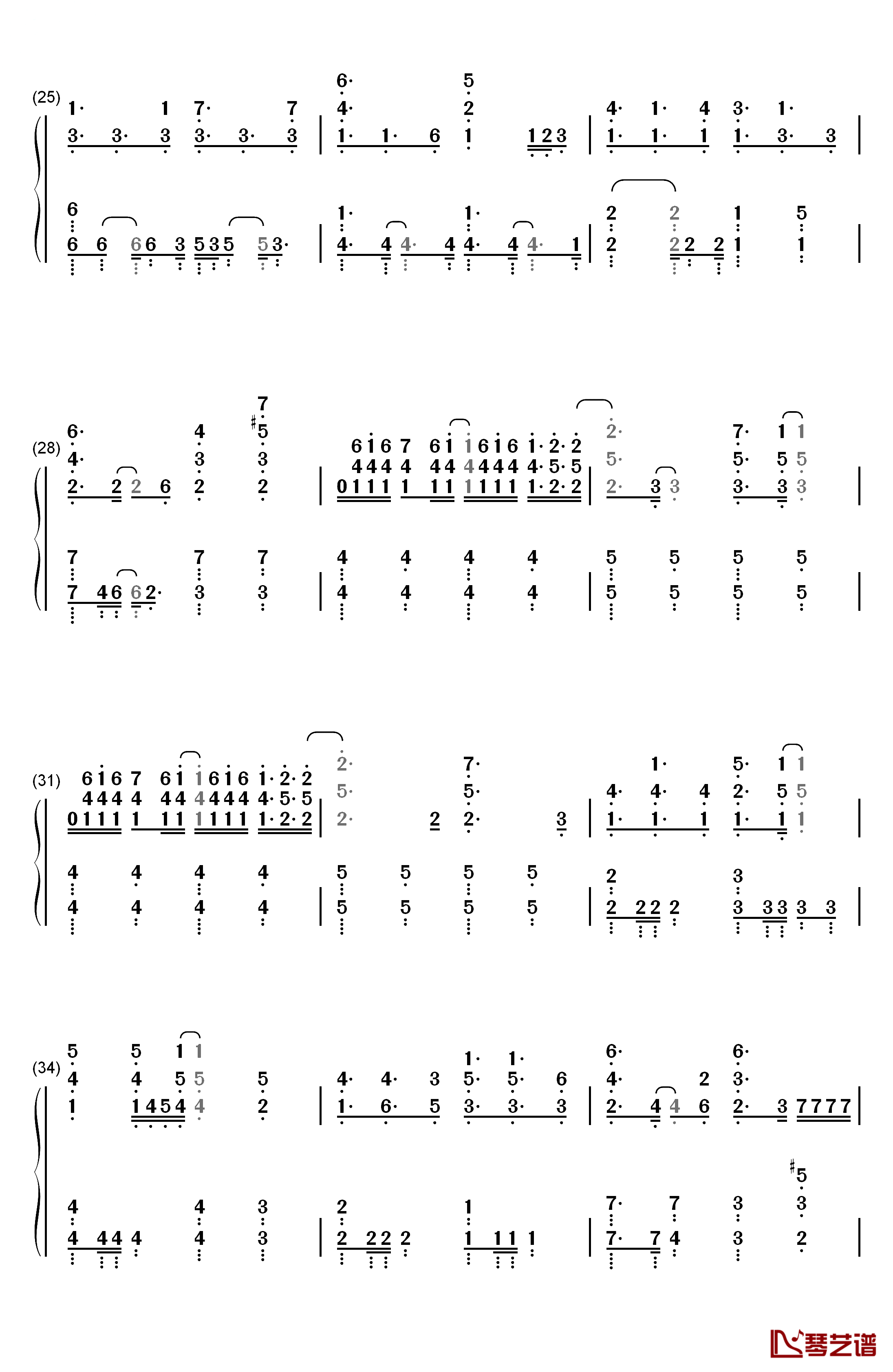 幻听钢琴简谱-数字双手-张在寅3