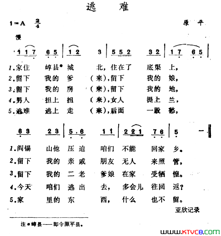 逃难简谱1