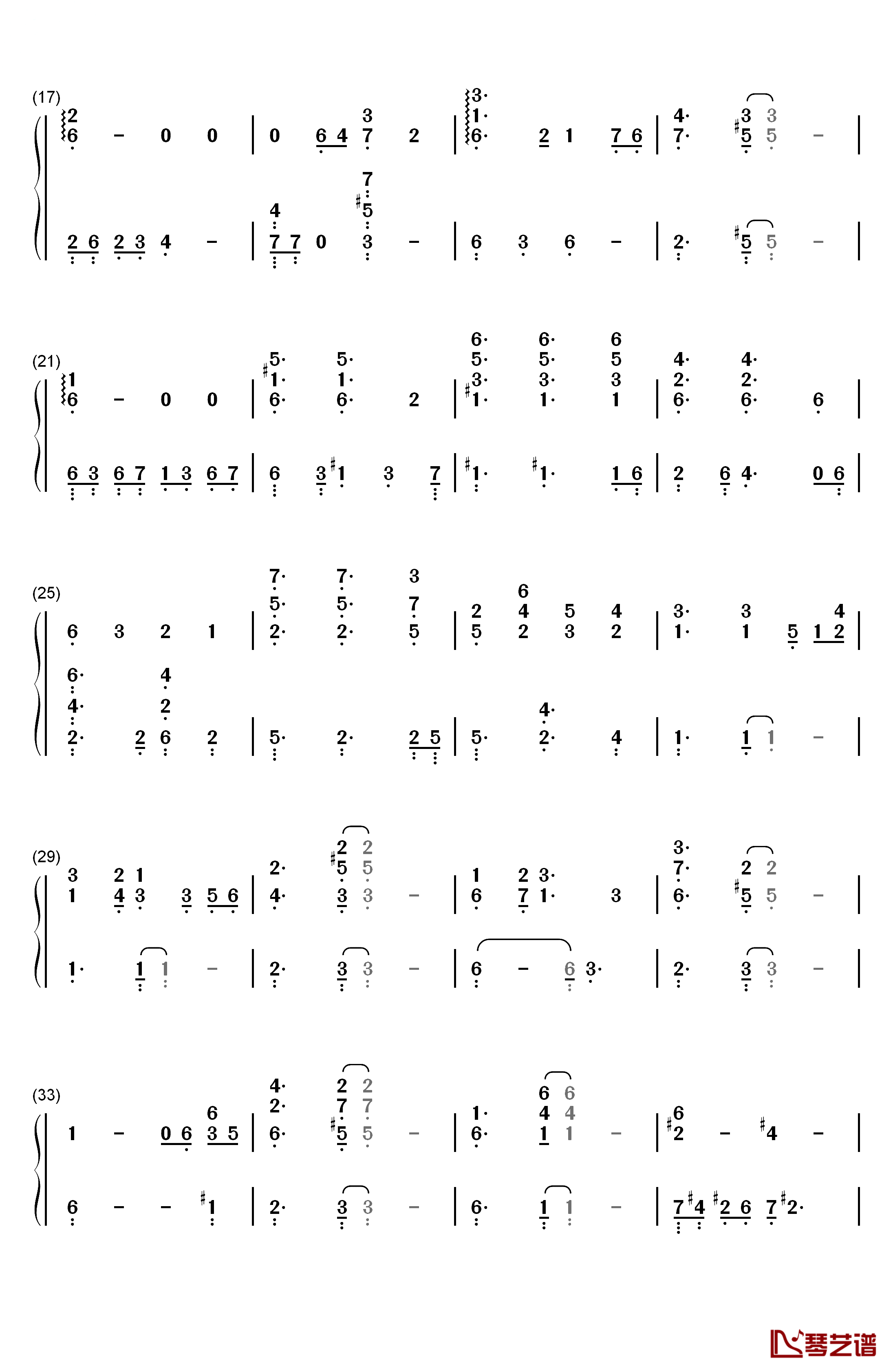 春の風钢琴简谱-数字双手-手嶌葵2