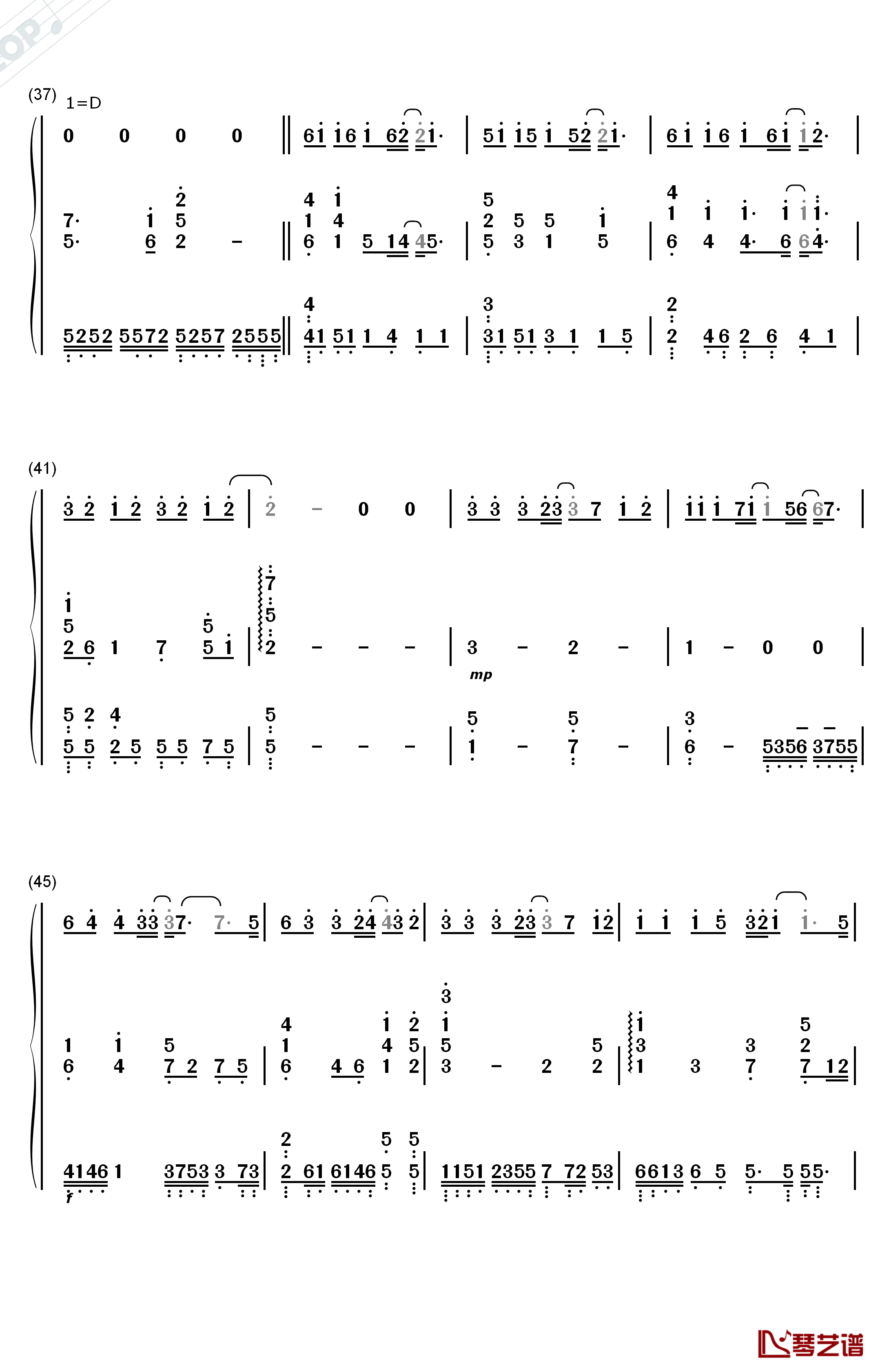 Love U U钢琴简谱-数字双手-林俊杰4