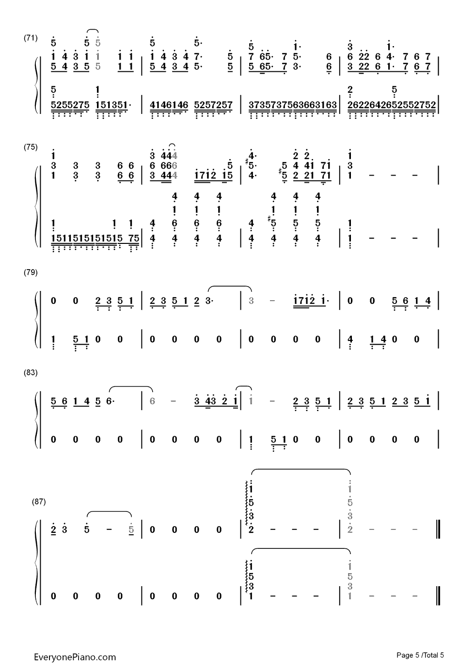 オレンジ钢琴简谱-数字双手-7!!5