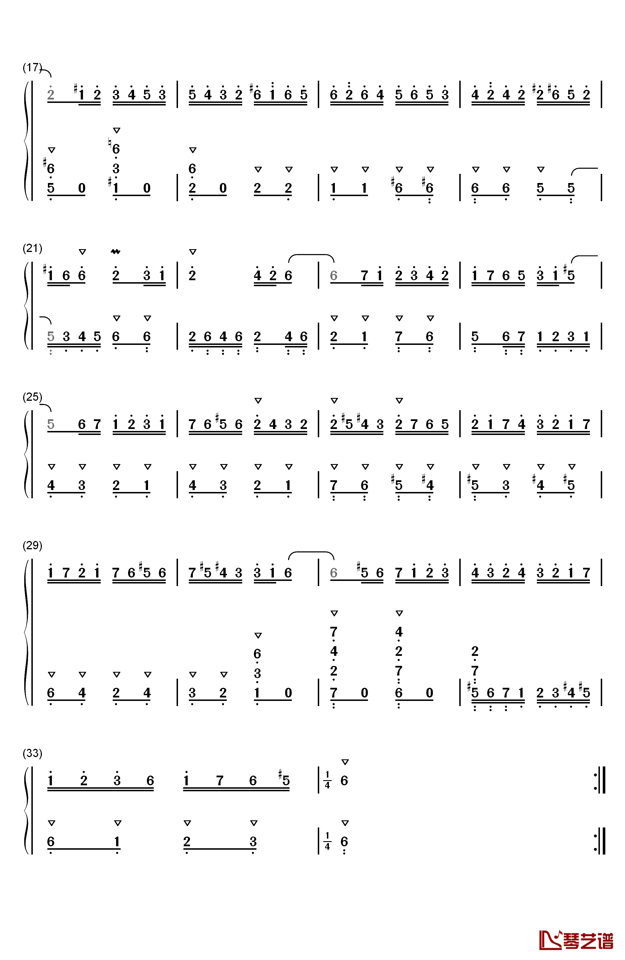 谐谑曲 25钢琴简谱-数字双手-巴赫2