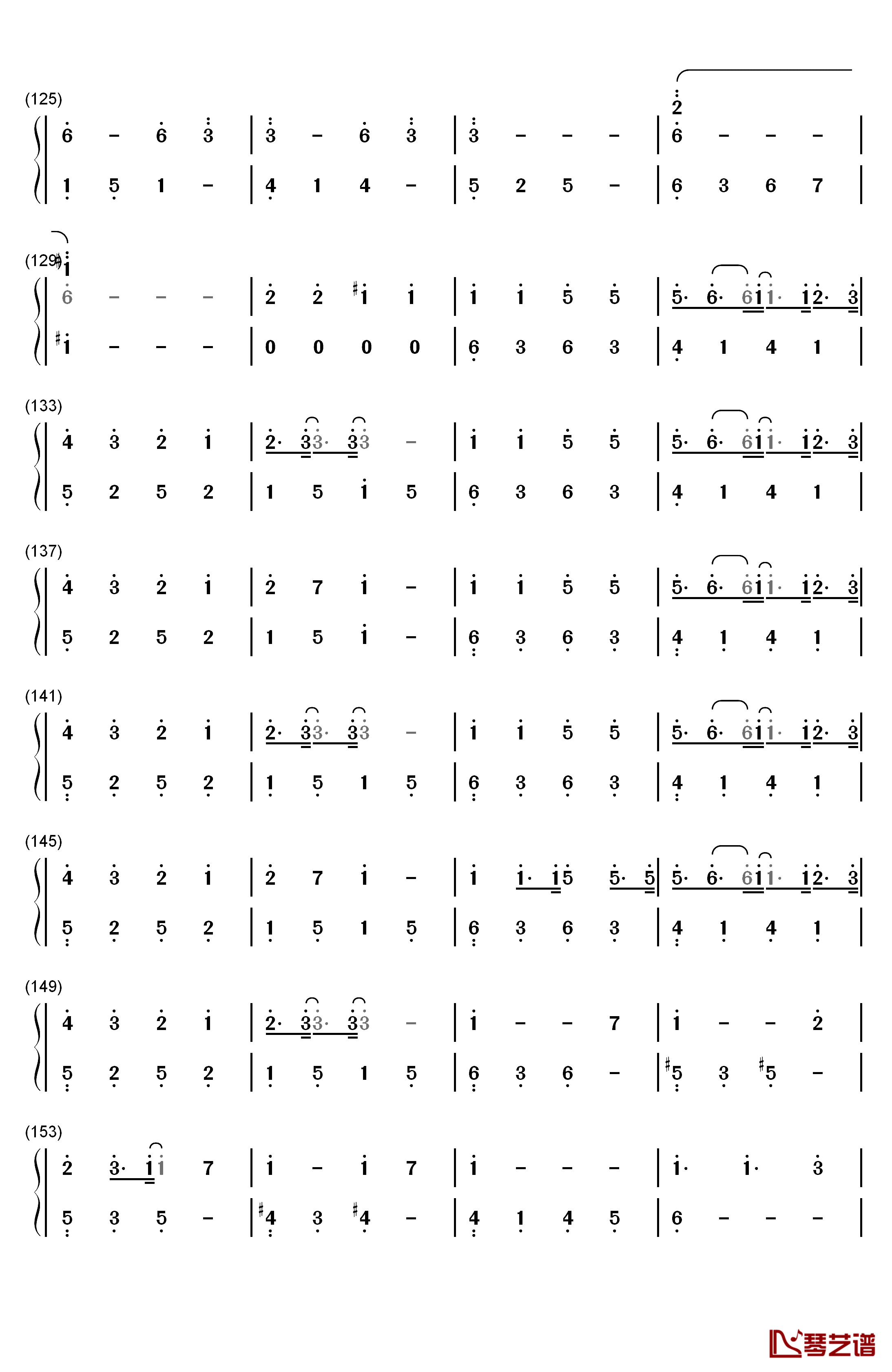 吉原哀歌钢琴简谱-数字双手-亚沙5