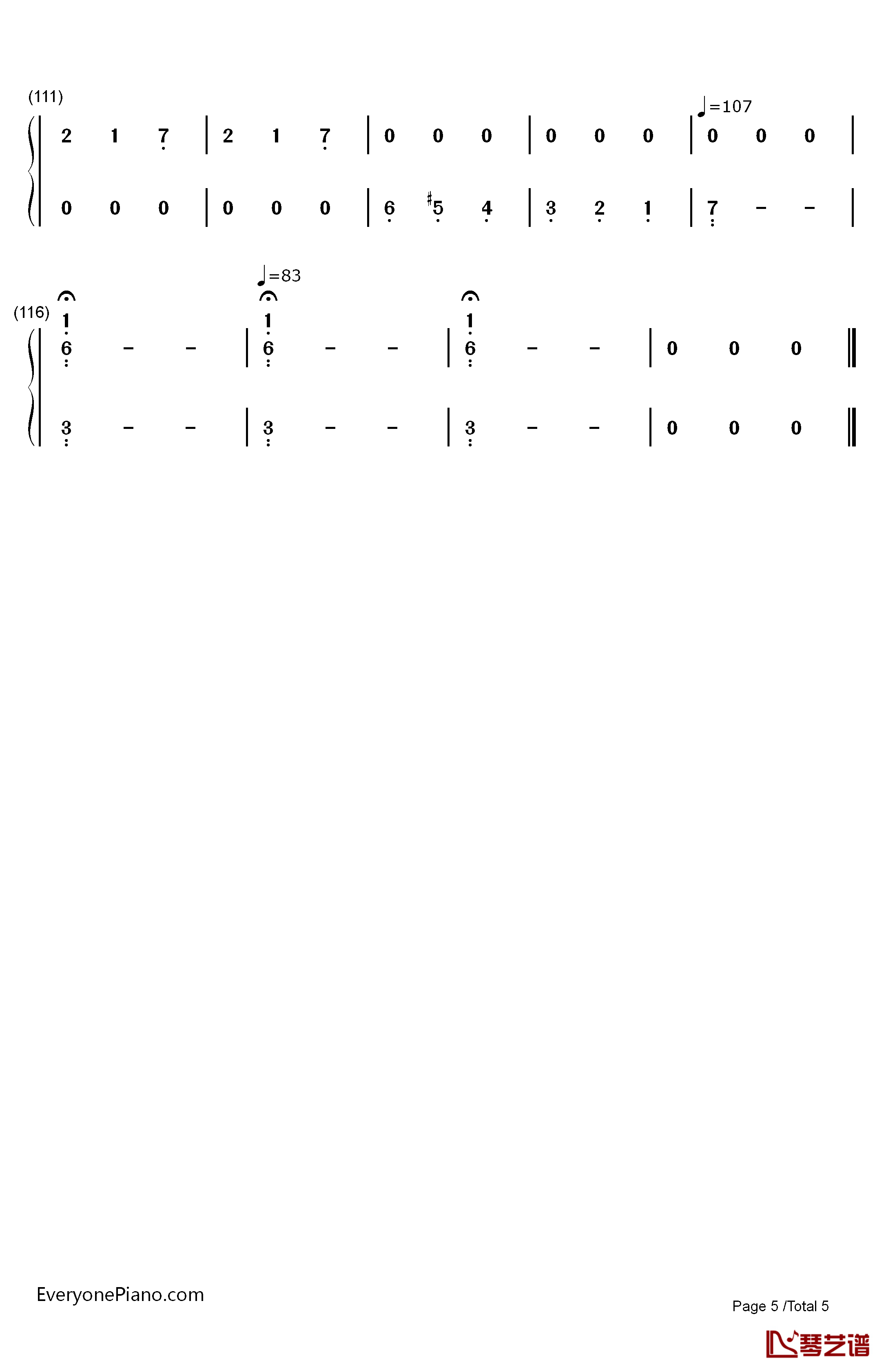 人间失格钢琴简谱-数字双手-中岛信行5