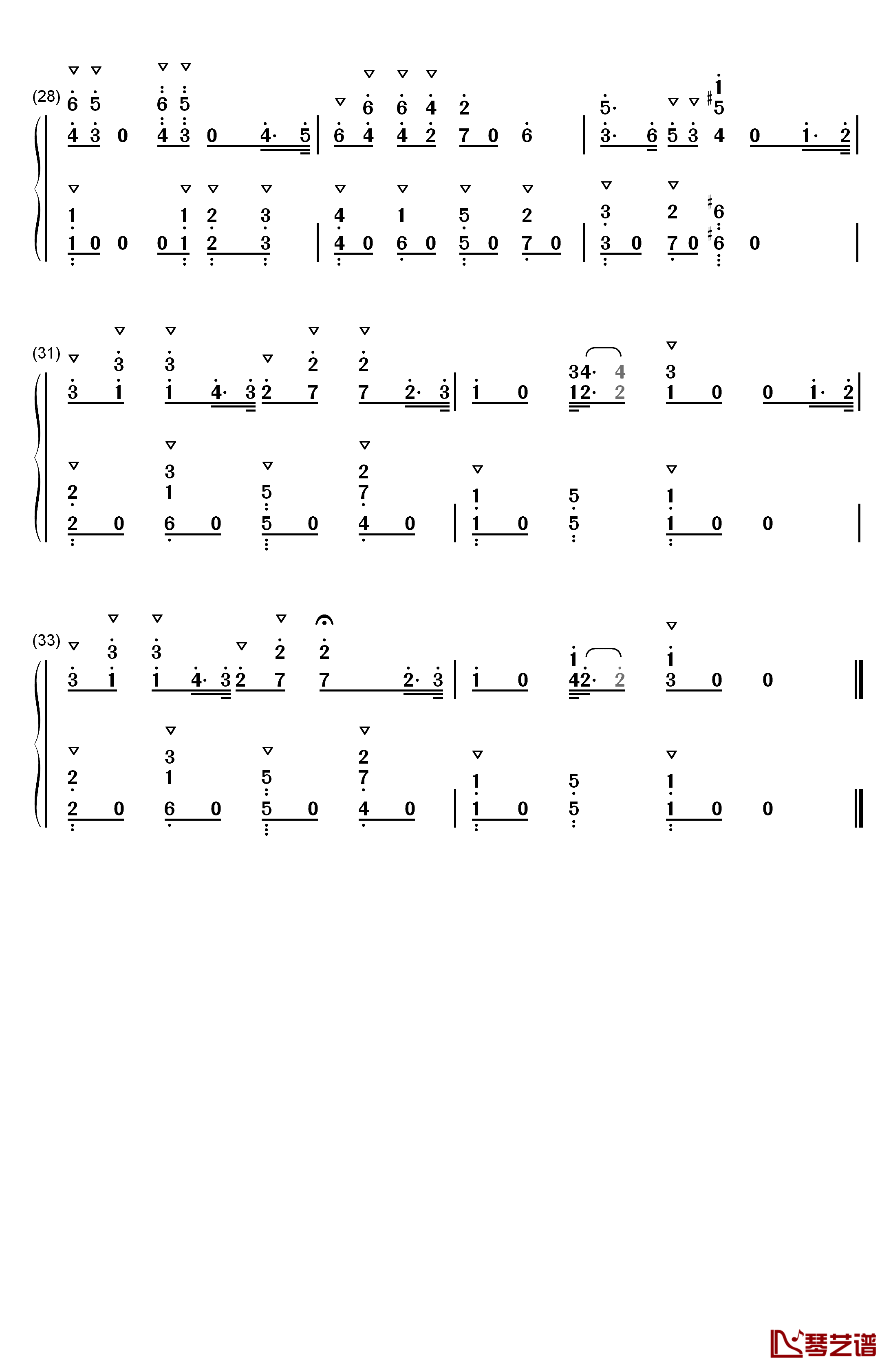 可爱颂钢琴简谱-数字双手-Hari  荷莉3