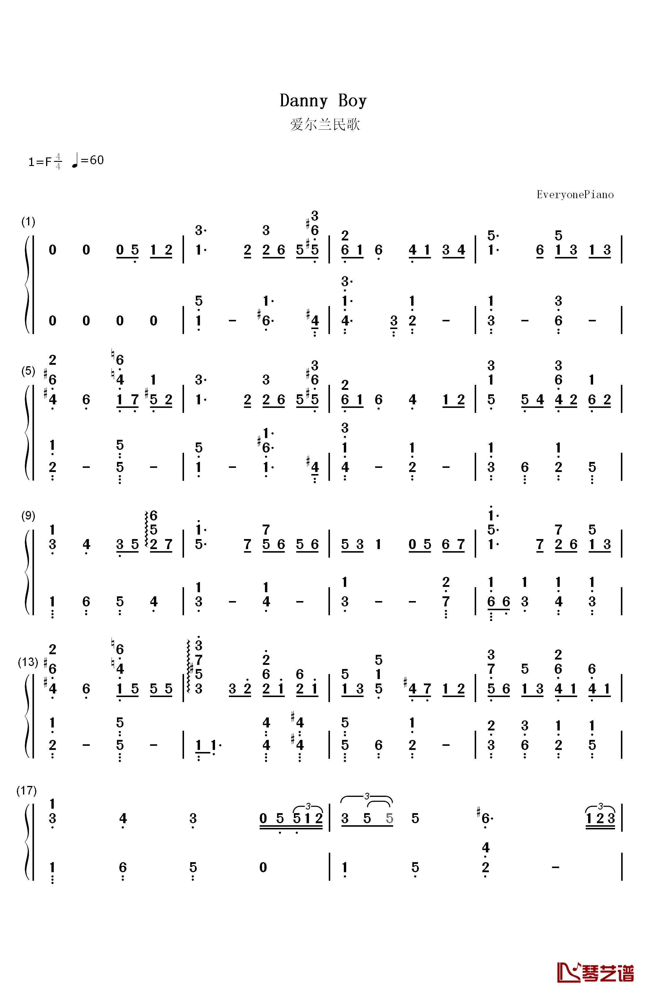 Danny Boy钢琴简谱-数字双手-Declan Galbraith1