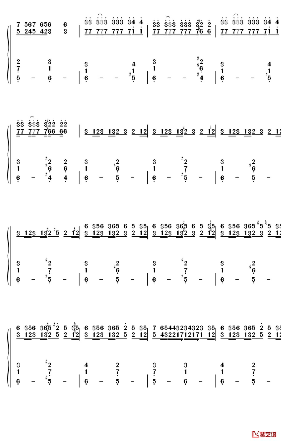 パラジクロロベンゼン钢琴简谱-数字双手-镜音レン3