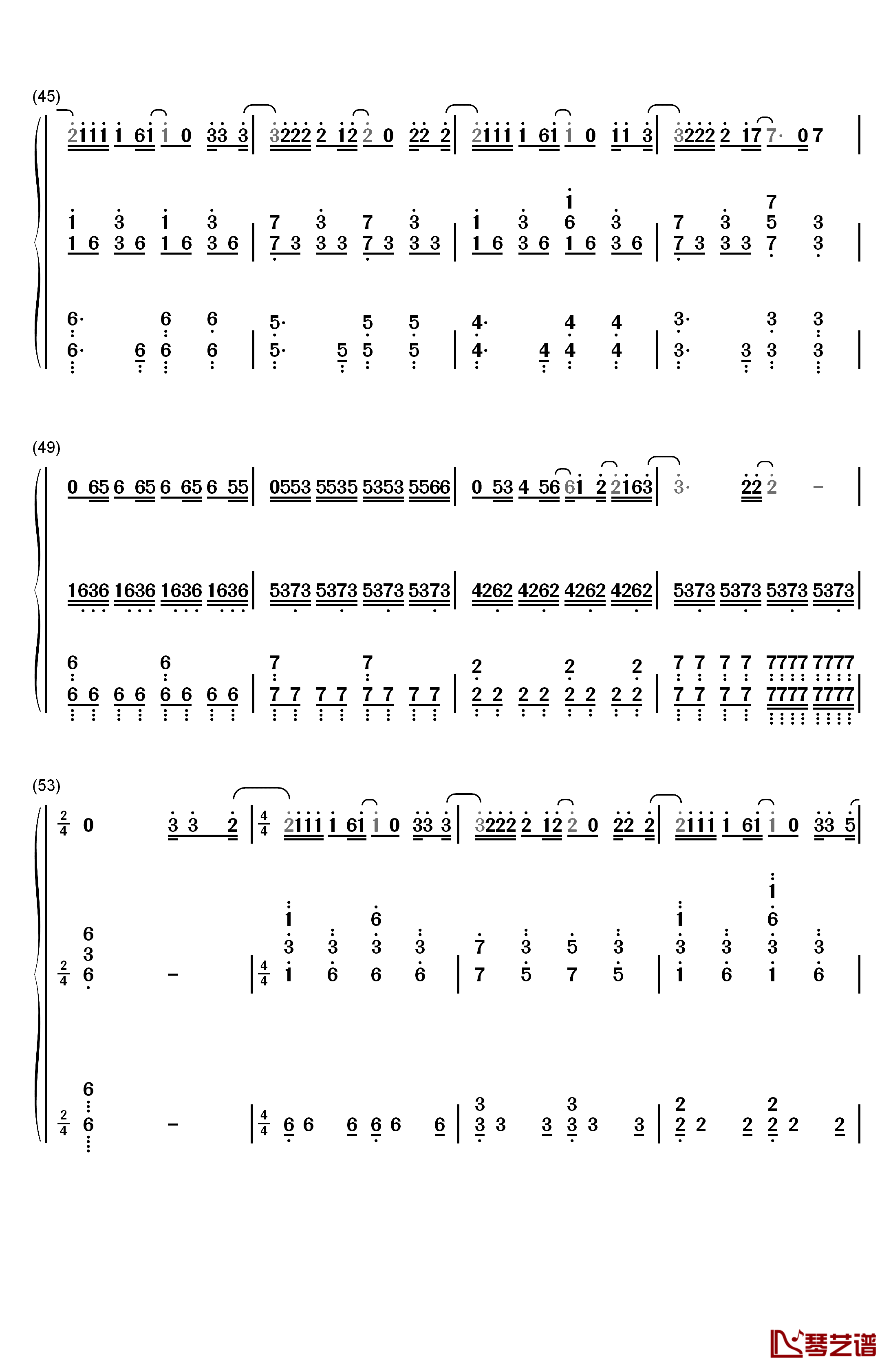 怎么说我不爱你钢琴简谱-数字双手-萧敬腾4