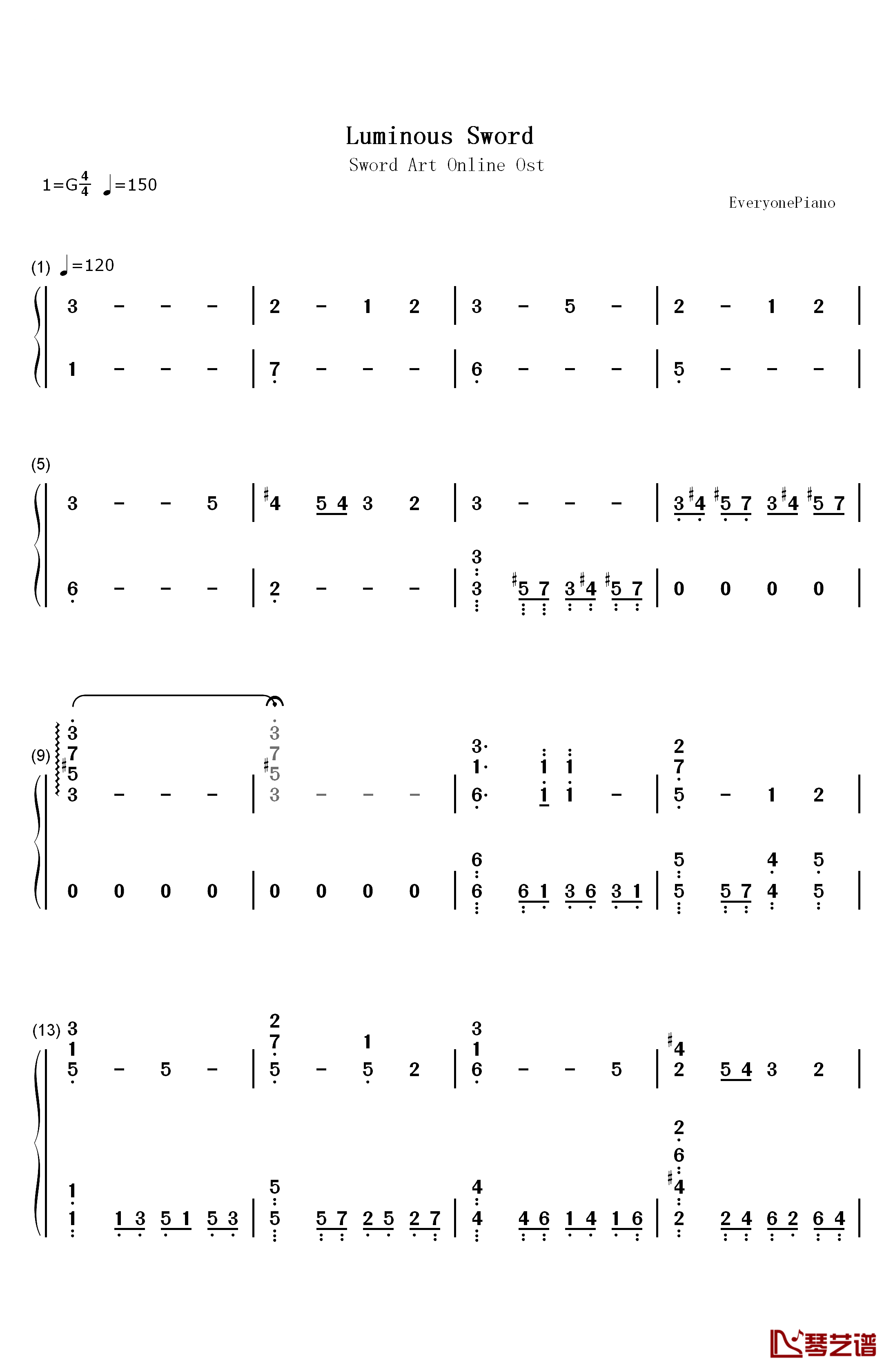 Luminous Sword钢琴简谱-数字双手-梶浦由记1