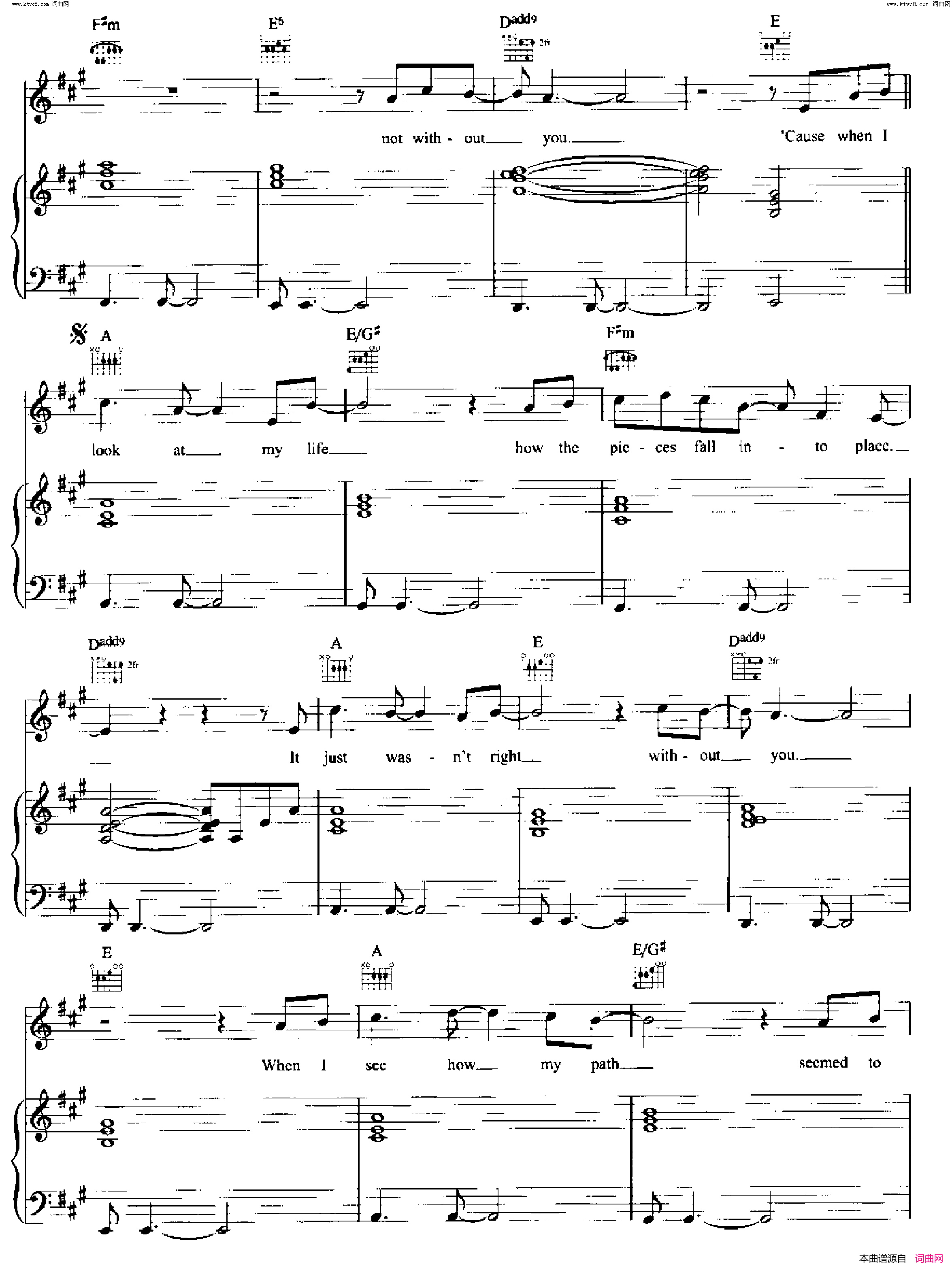 Written In The Stars歌曲 人声吉他钢琴谱简谱1