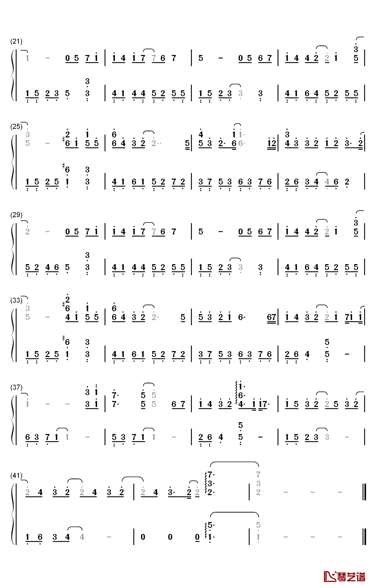 等风雨经过钢琴简谱-数字双手-张学友2