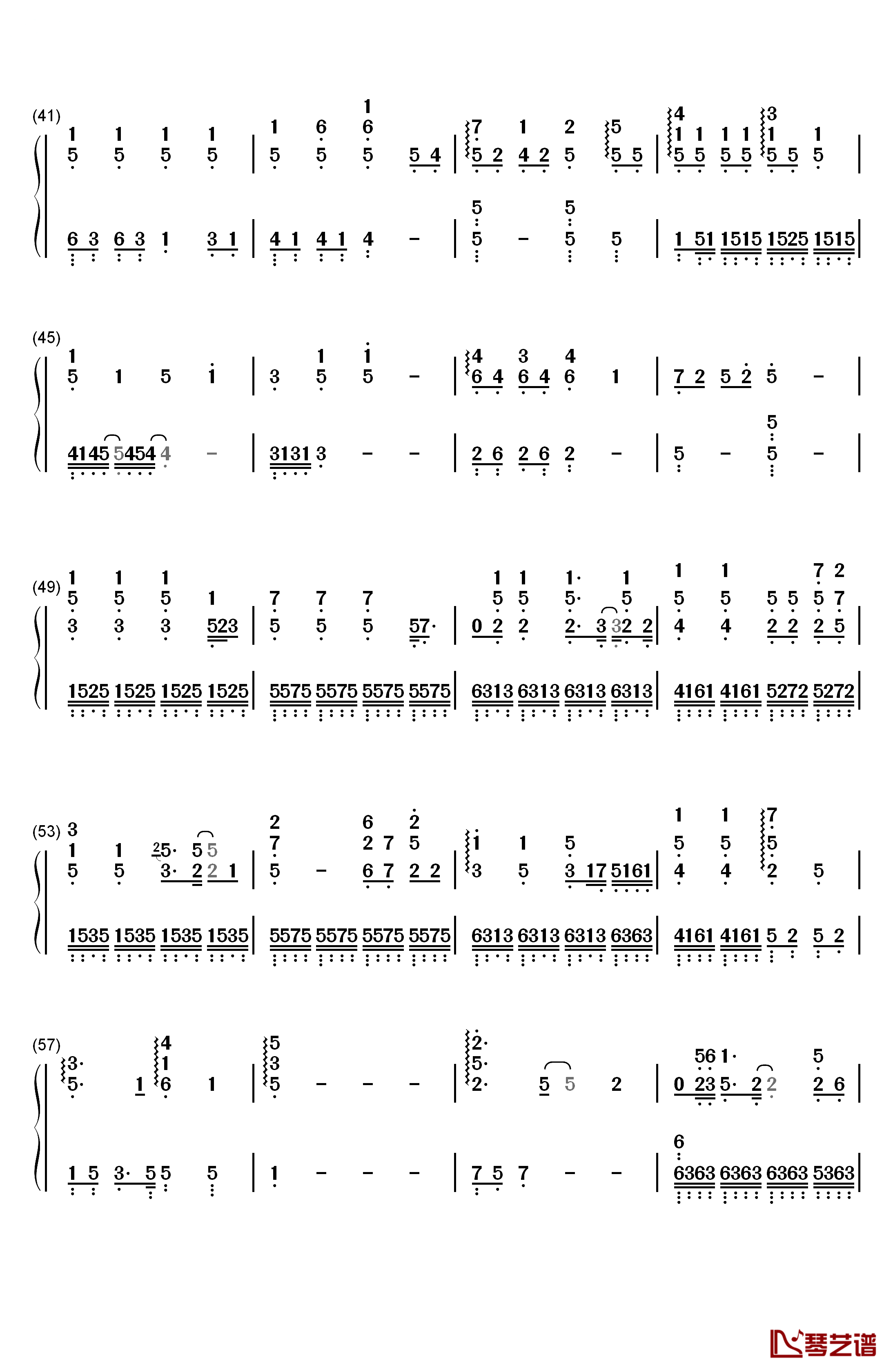 空白格钢琴伴奏钢琴简谱-数字双手-杨宗纬3