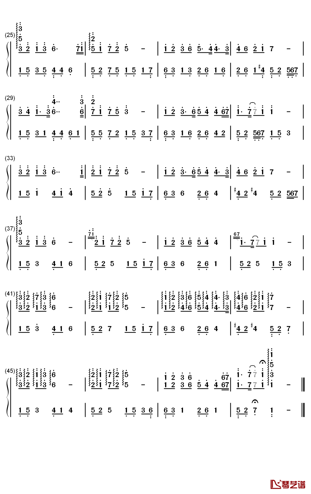 格桑花钢琴简谱-数字双手-赵海洋2