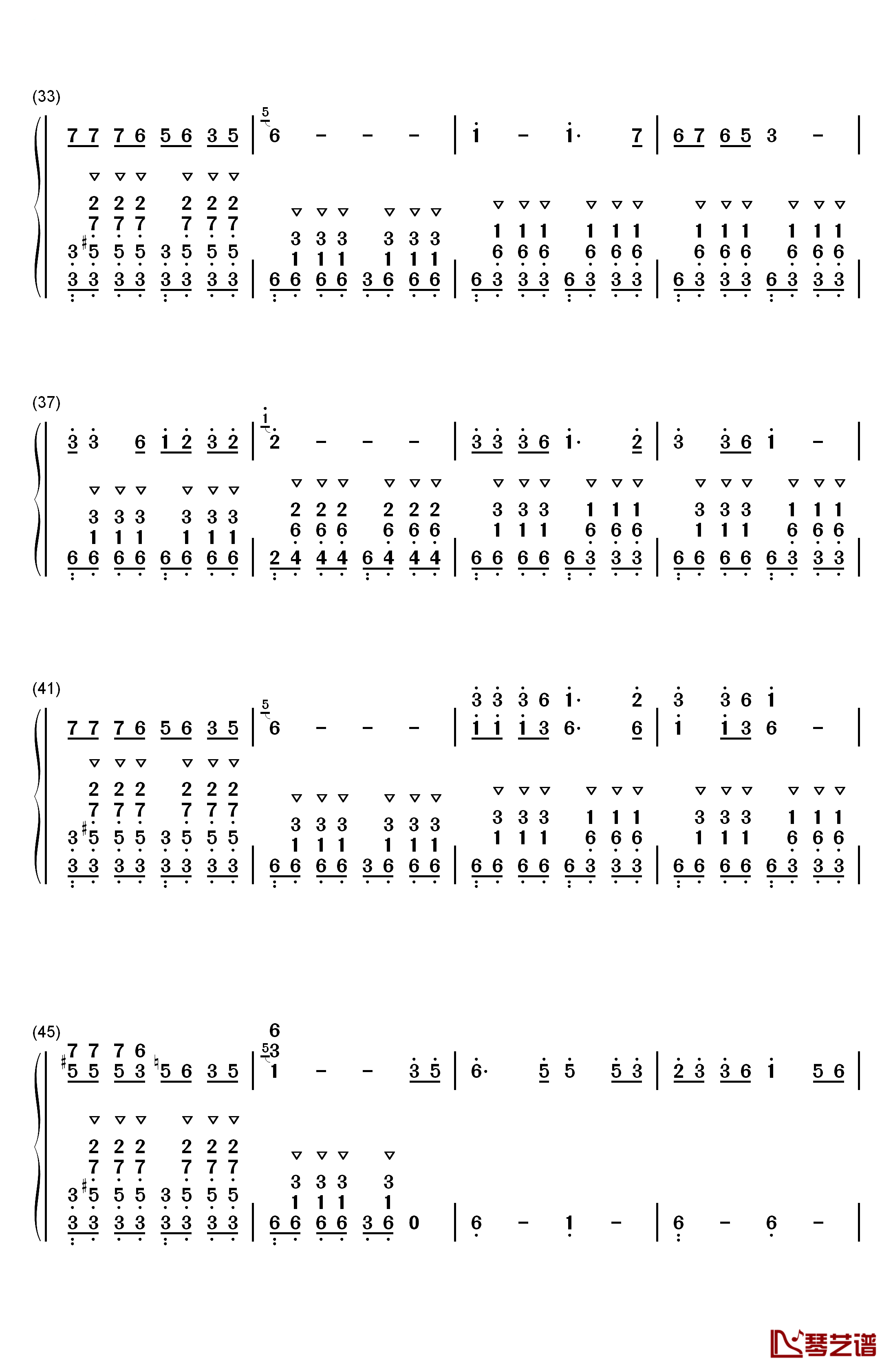 军中绿花钢琴简谱-数字双手-小曾3