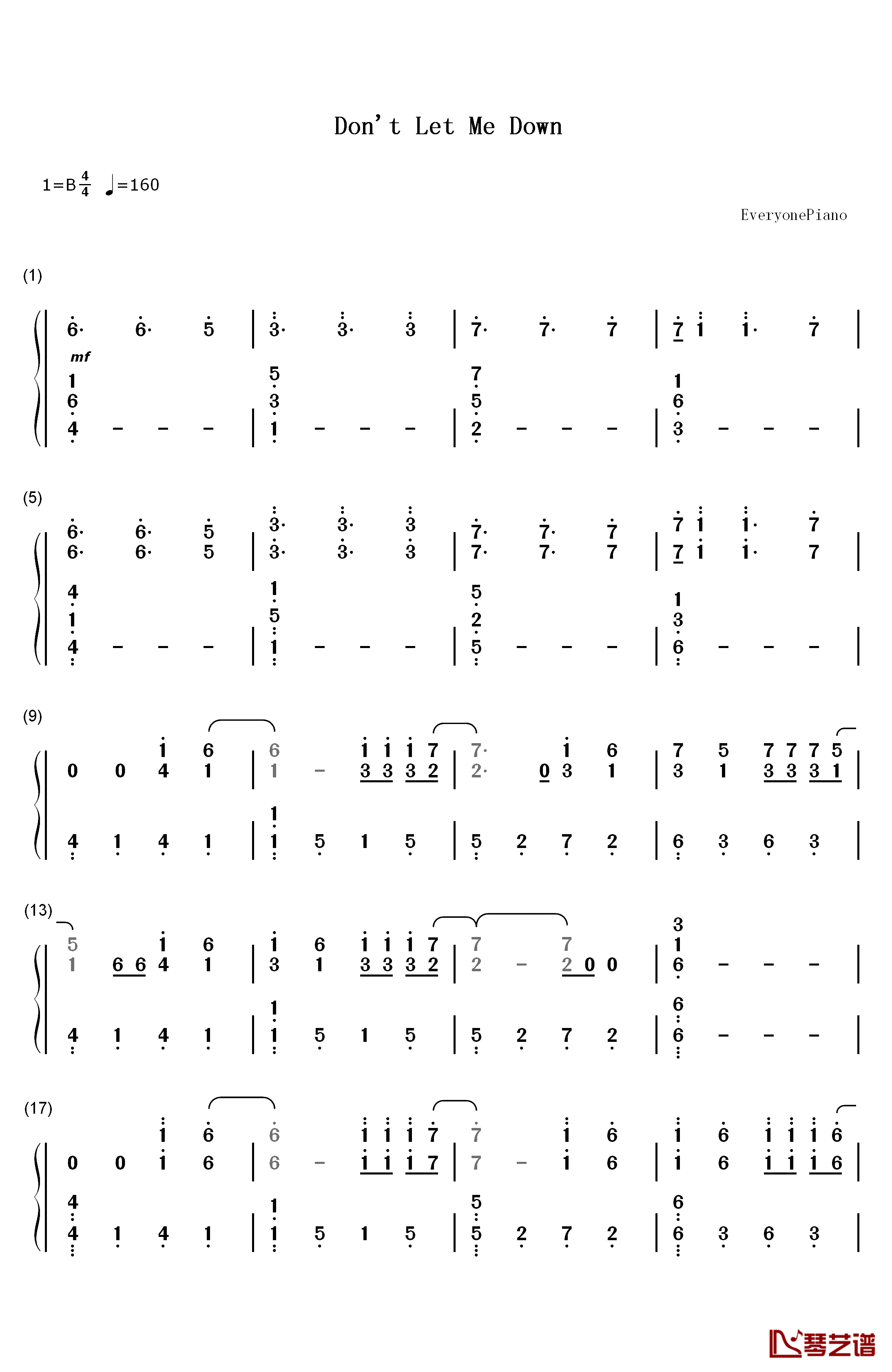 Don't Let Me Down钢琴简谱-数字双手-The Chainsmokers1