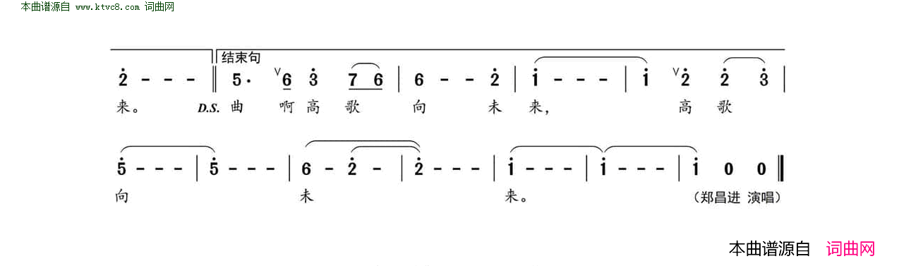 高歌向未来简谱-郑昌进演唱-王和泉/雷远生词曲1