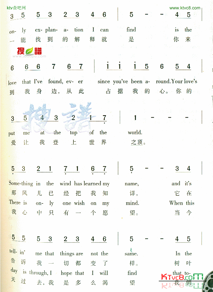 TopOfTheWorld简谱1