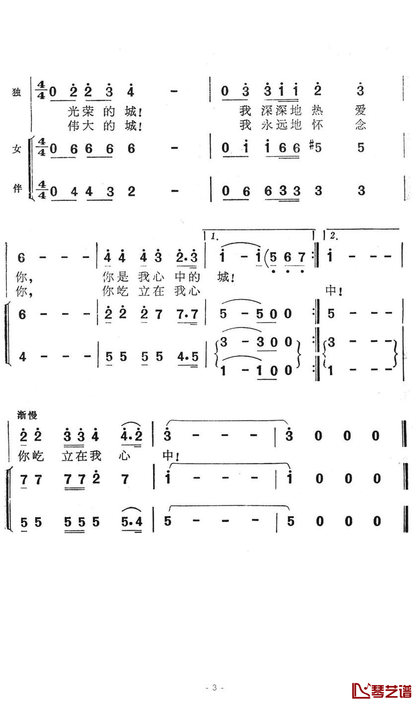 将军登上八达岭简谱-电视音乐片《长城万岁》选曲3