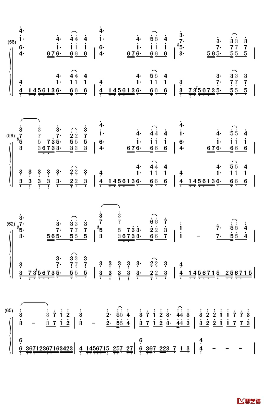 亡灵钢琴钢琴简谱-数字双手-长腿叔叔4